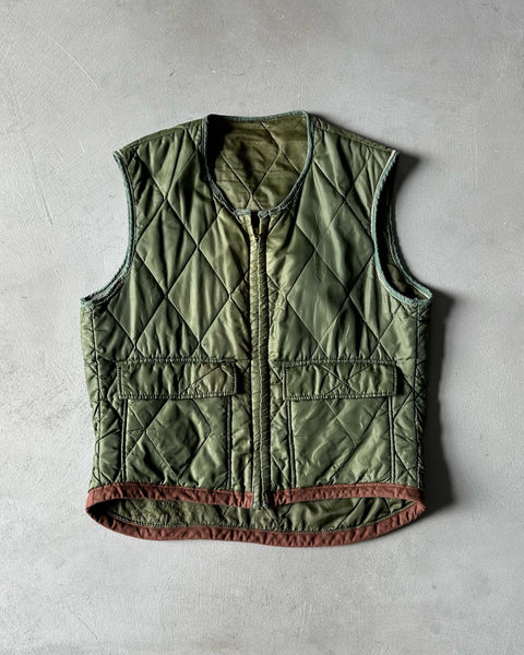 1960s - Distressed Military Quilted Vest - M