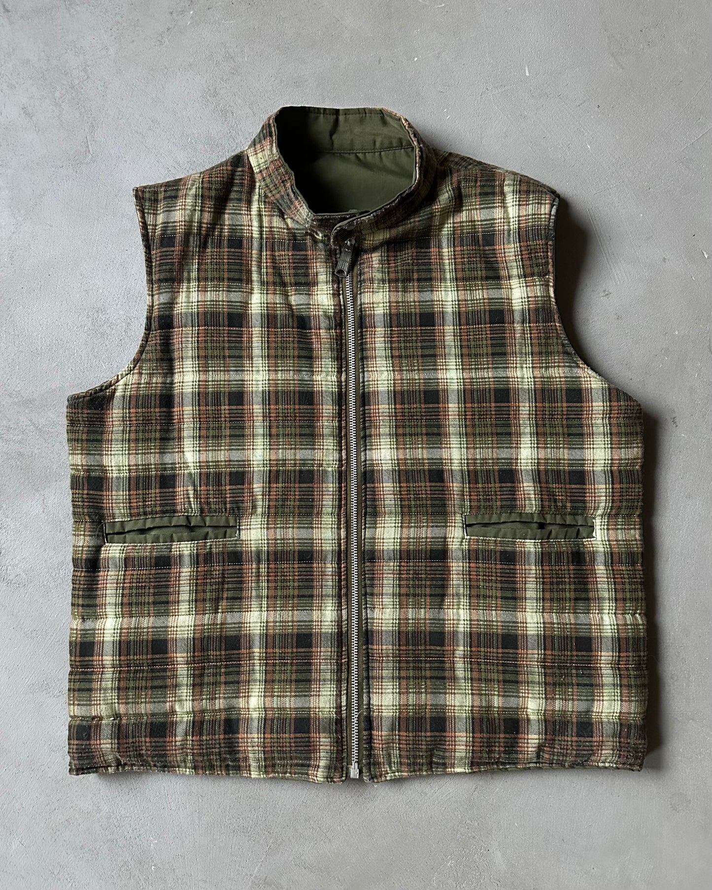 1980s - Green/Orange Reversible Vest - M/L