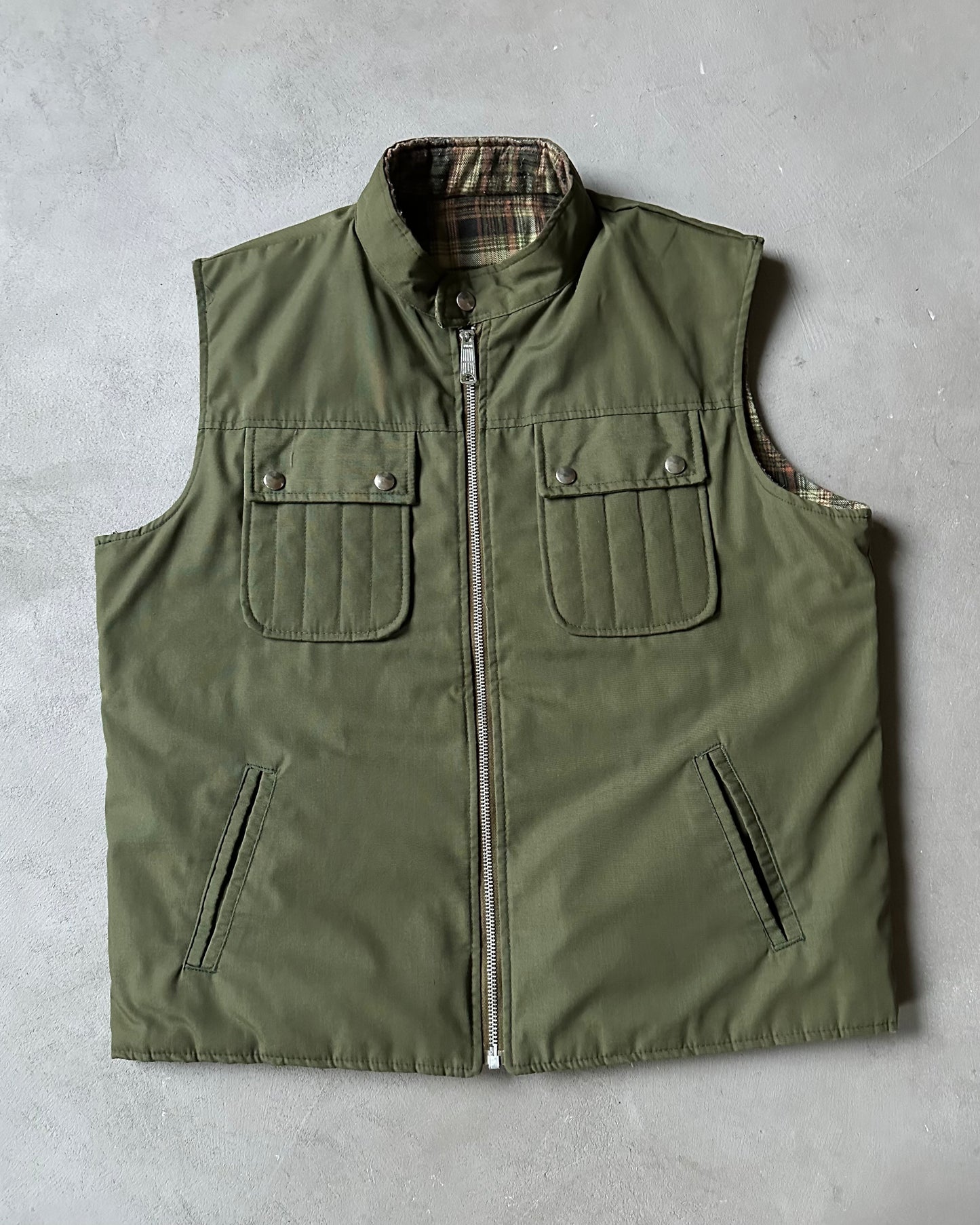 1980s - Green/Orange Reversible Vest - M/L