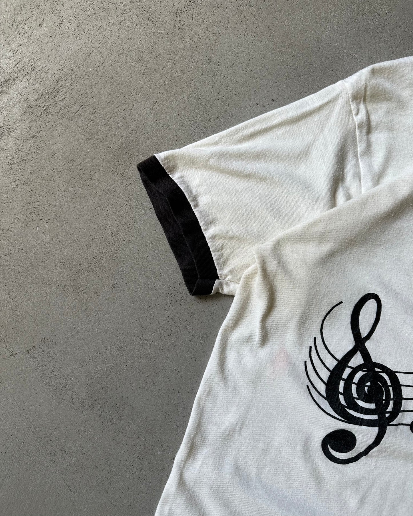 1970s - White/Black Six Flags Ringer T-Shirt - M