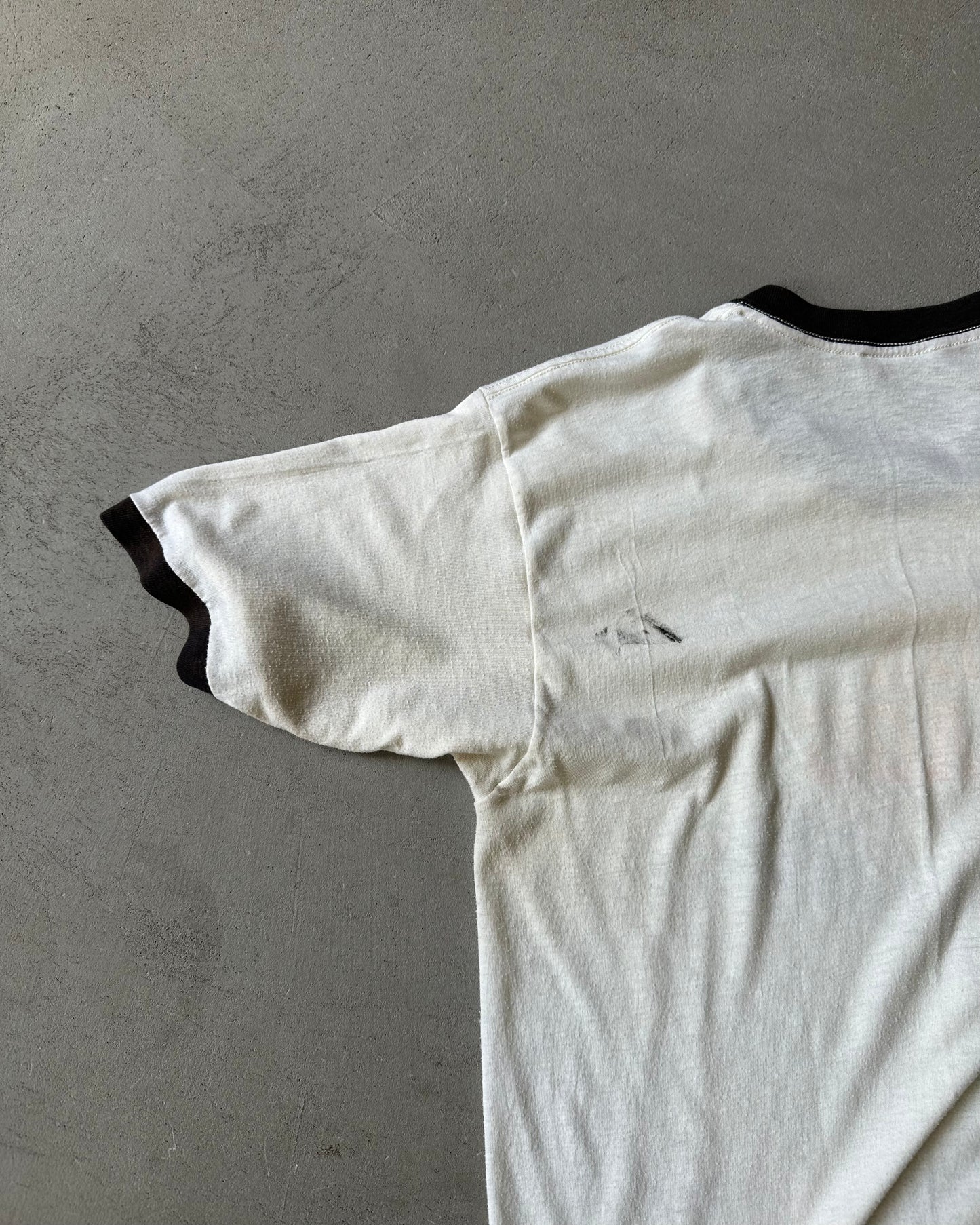 1970s - White/Black Six Flags Ringer T-Shirt - M