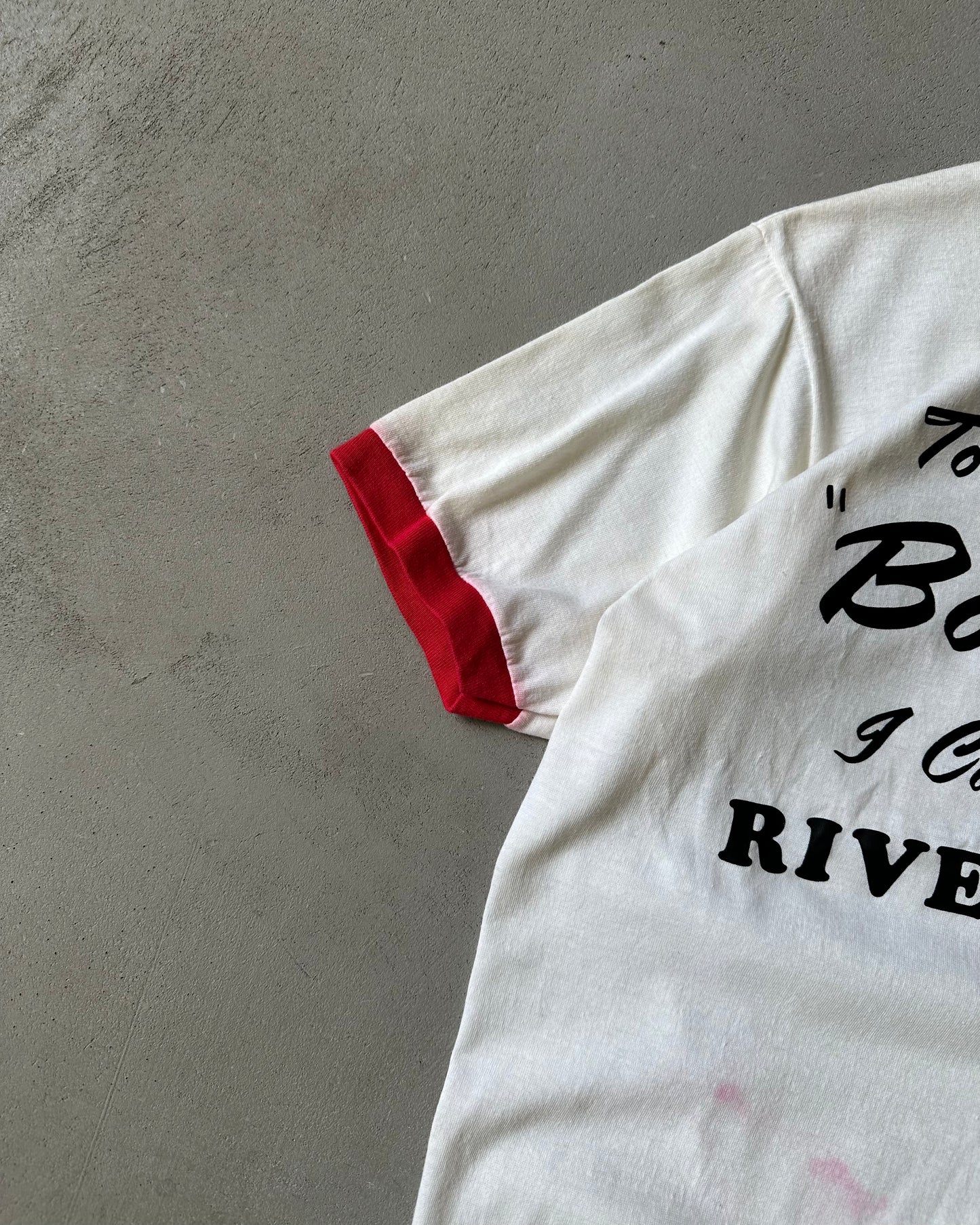 1980s - White/Red Boat Float Ringer T-Shirt - M/L