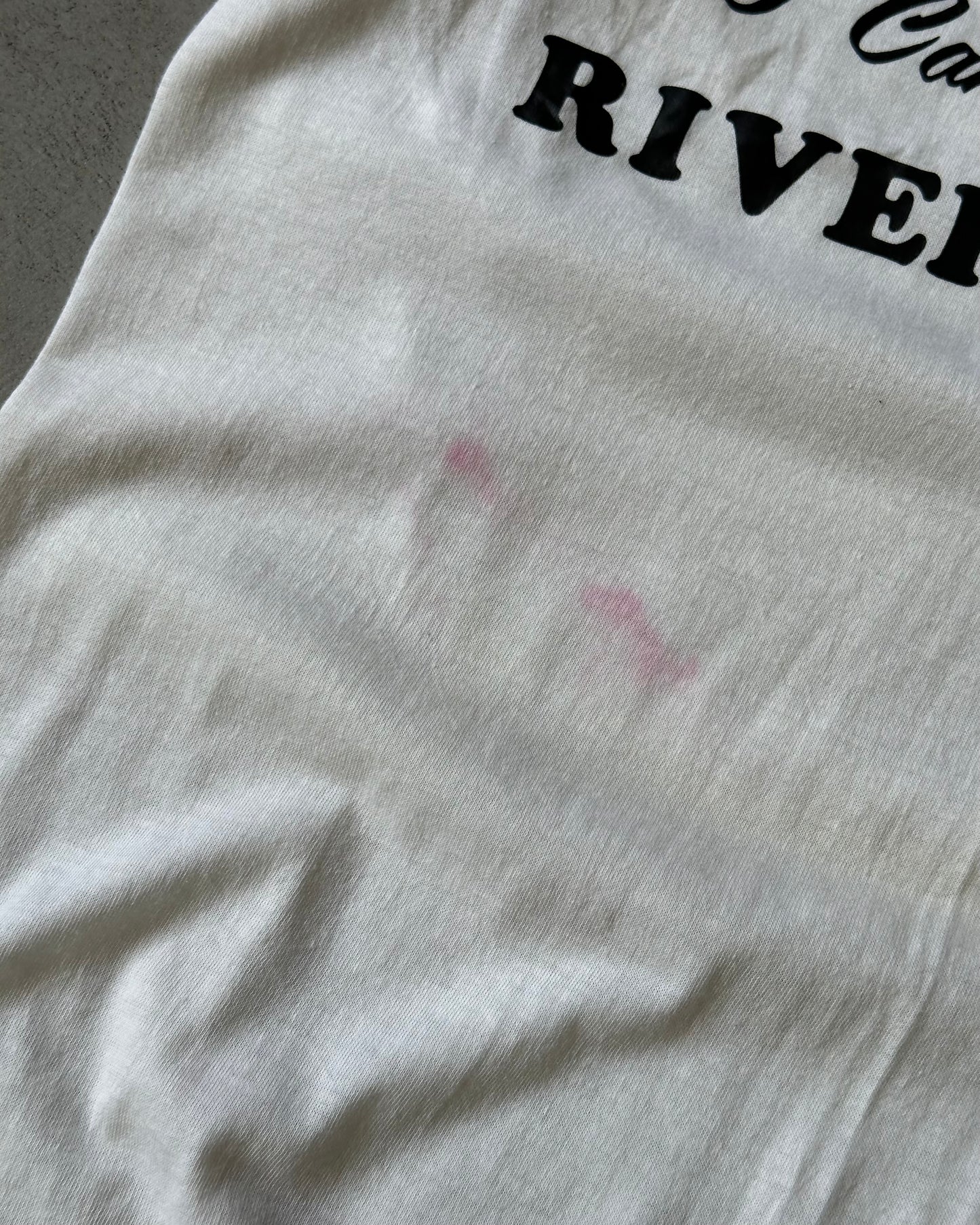 1980s - White/Red Boat Float Ringer T-Shirt - M/L