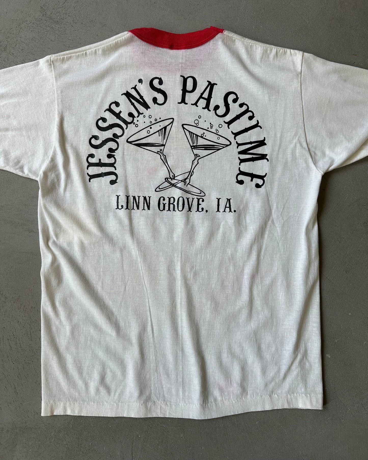1980s - White/Red Boat Float Ringer T-Shirt - M/L