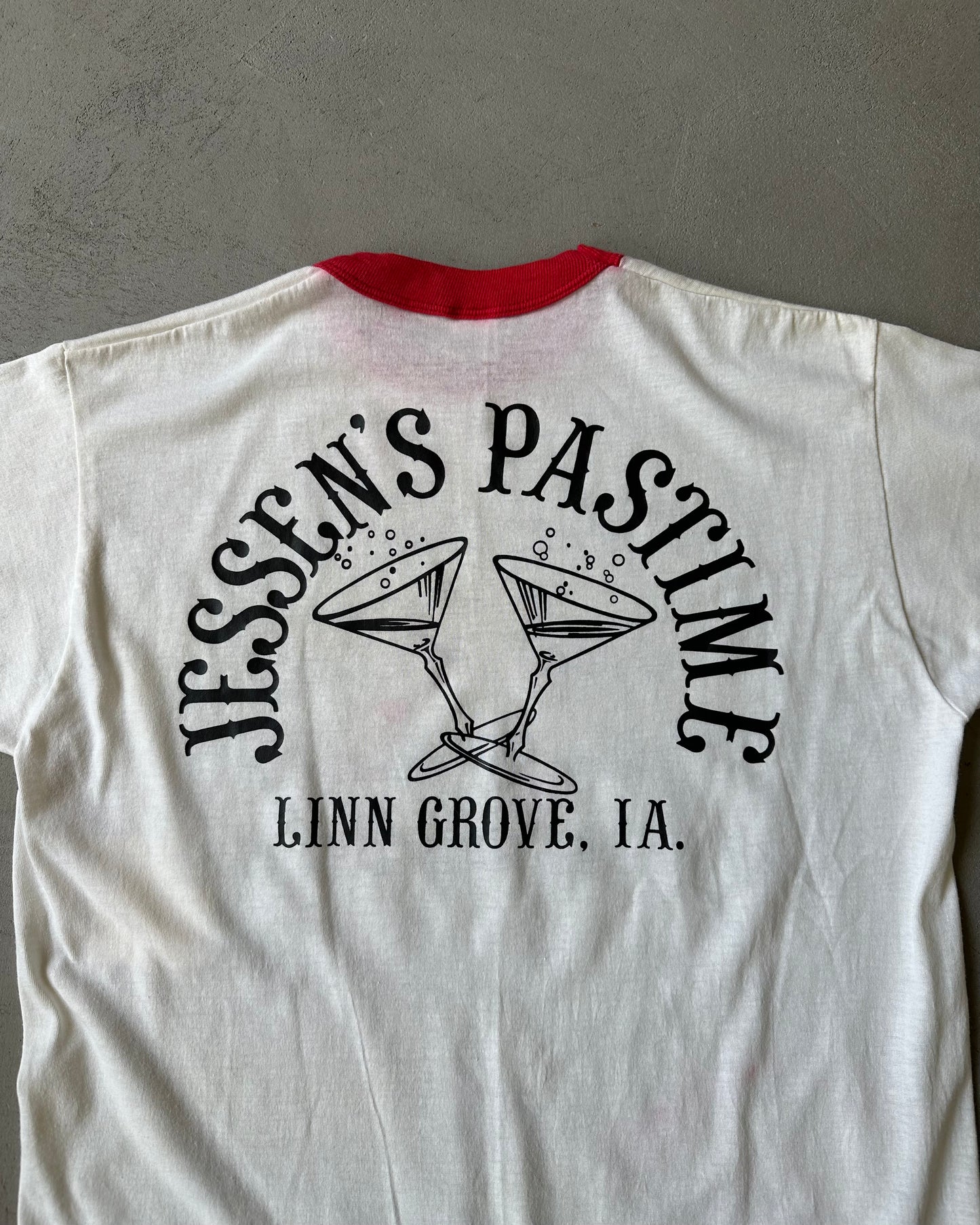 1980s - White/Red Boat Float Ringer T-Shirt - M/L