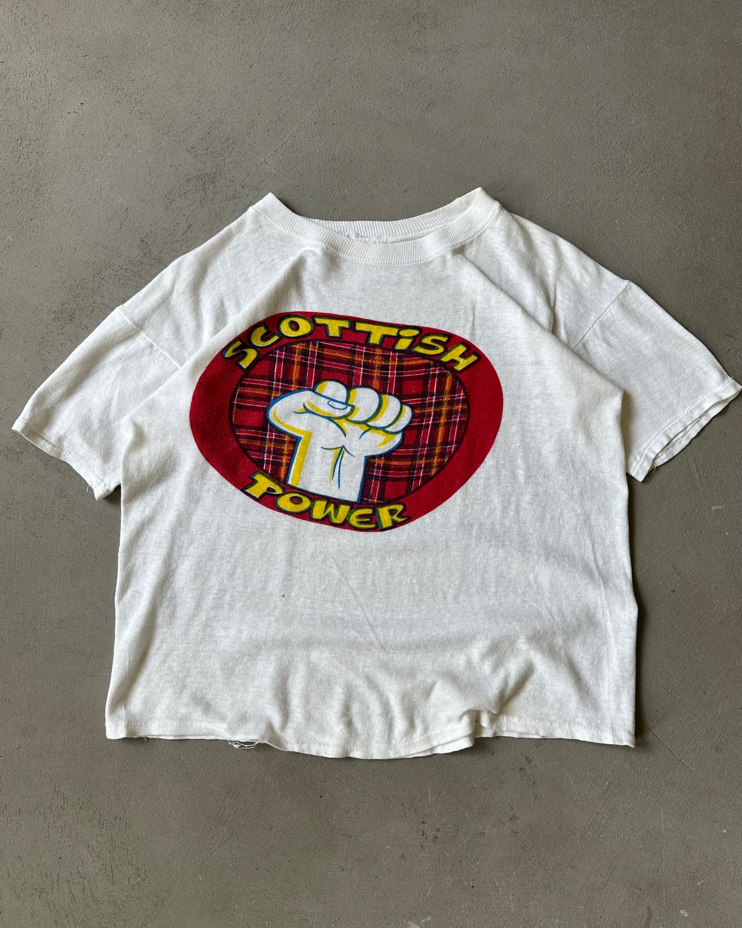 1970s - White Scottish Power Cropped T-Shirt - (W)S