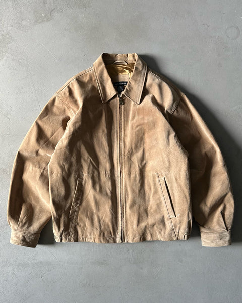 1990s - Beige Suede Leather Jacket - XL