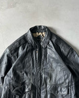 1990s - Black Leather Jacket - L/XL