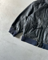1990s - Black Leather Jacket - L/XL