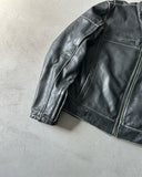 2000s - Black Leather Jacket - S/M