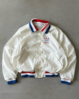 1980s - White USA Olympics Nylon Bomber Jacket - XS