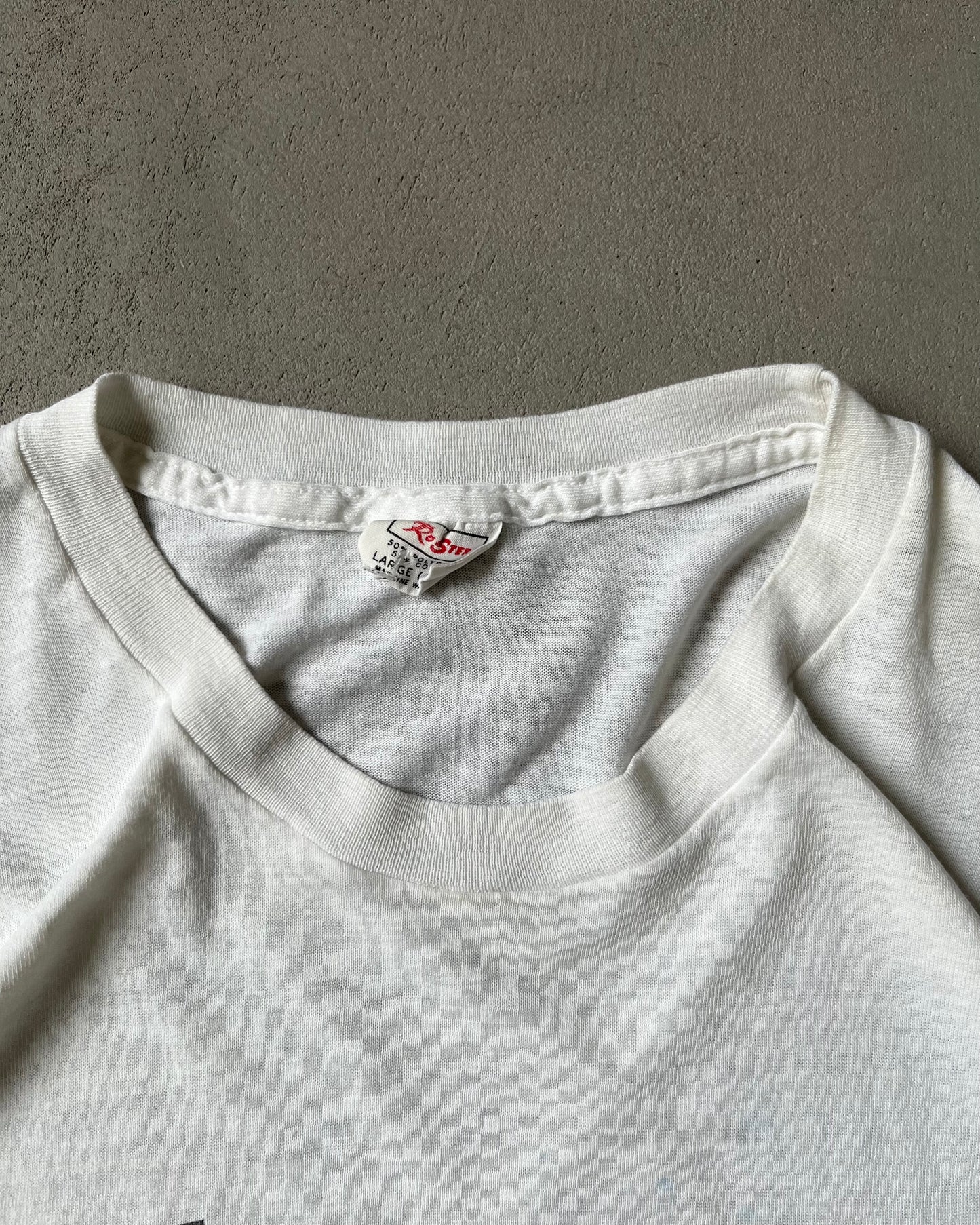 1970s - Distressed White "The Meatman" T-Shirt - M/L