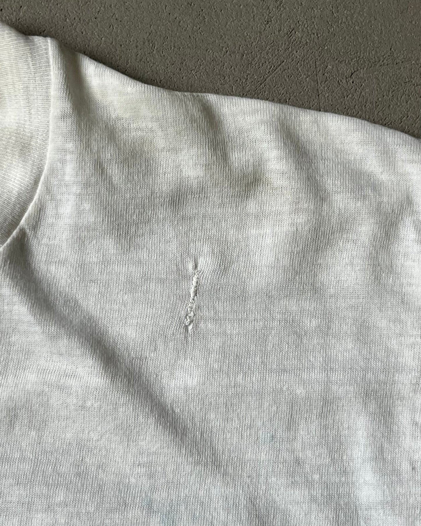 1970s - Distressed White "The Meatman" T-Shirt - M/L