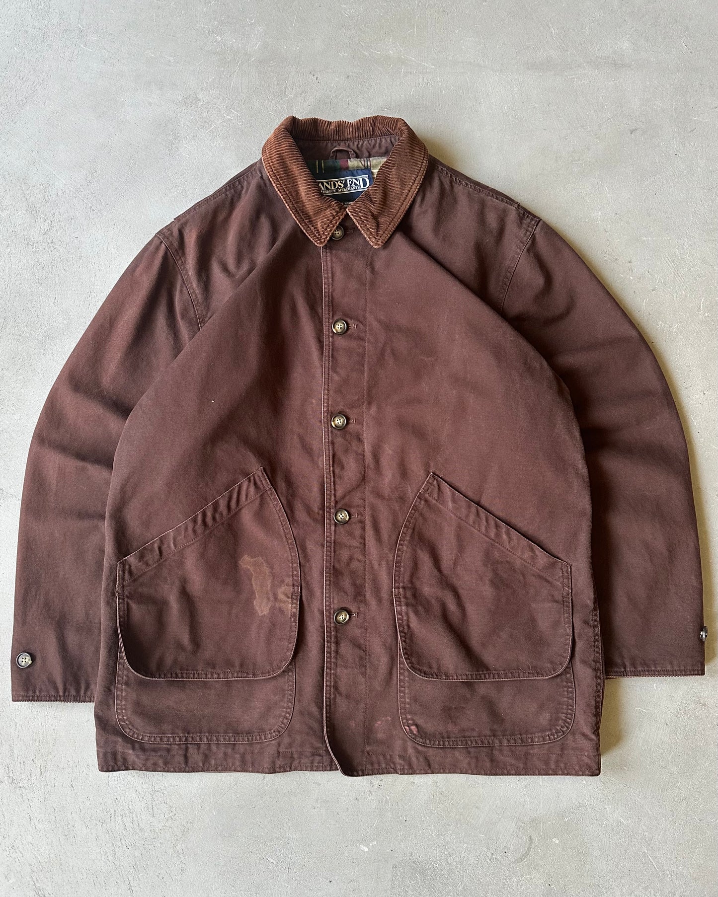 1990s - Brown Lands' End Chore Coat - L