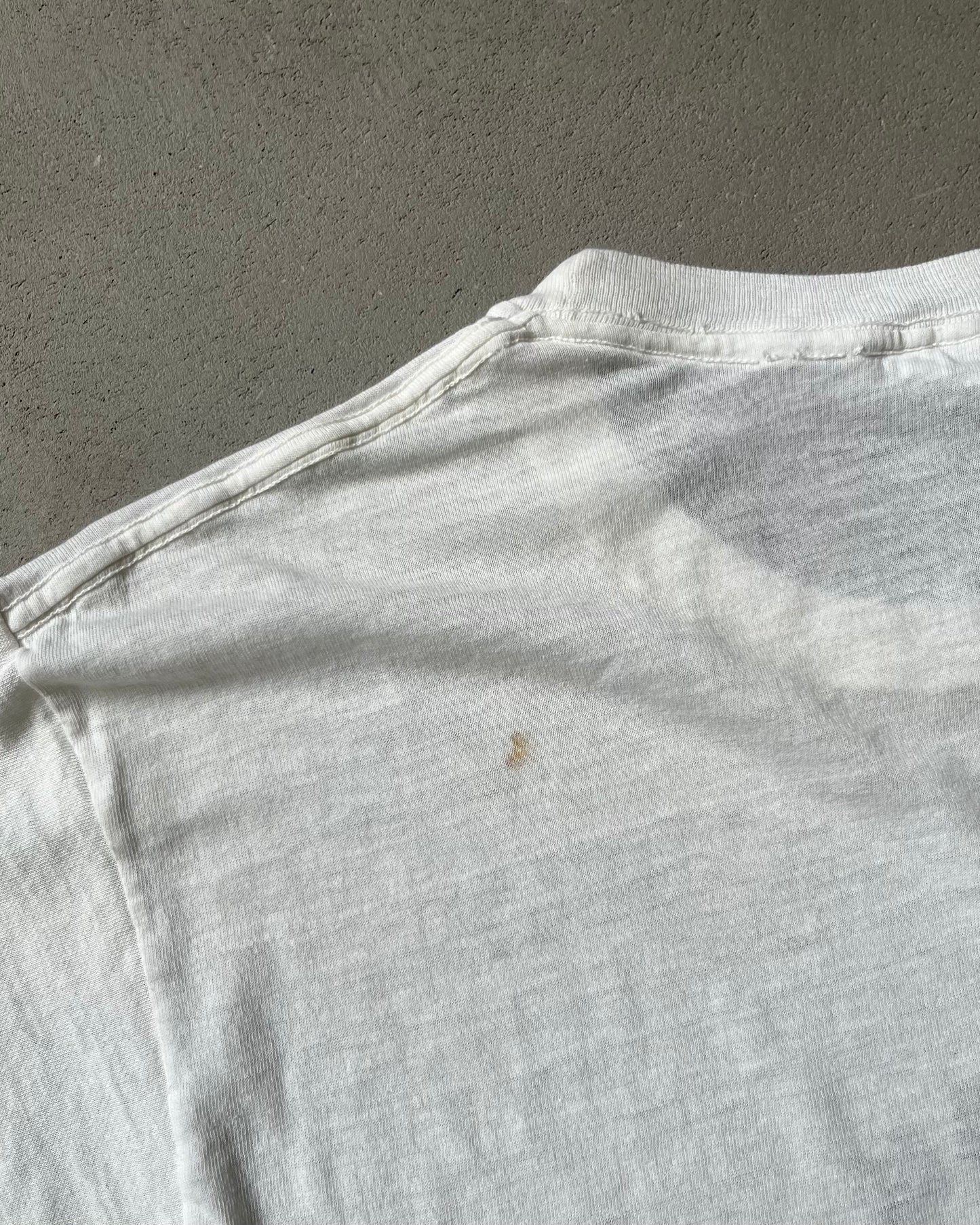 1970s - Distressed White "The Meatman" T-Shirt - M/L