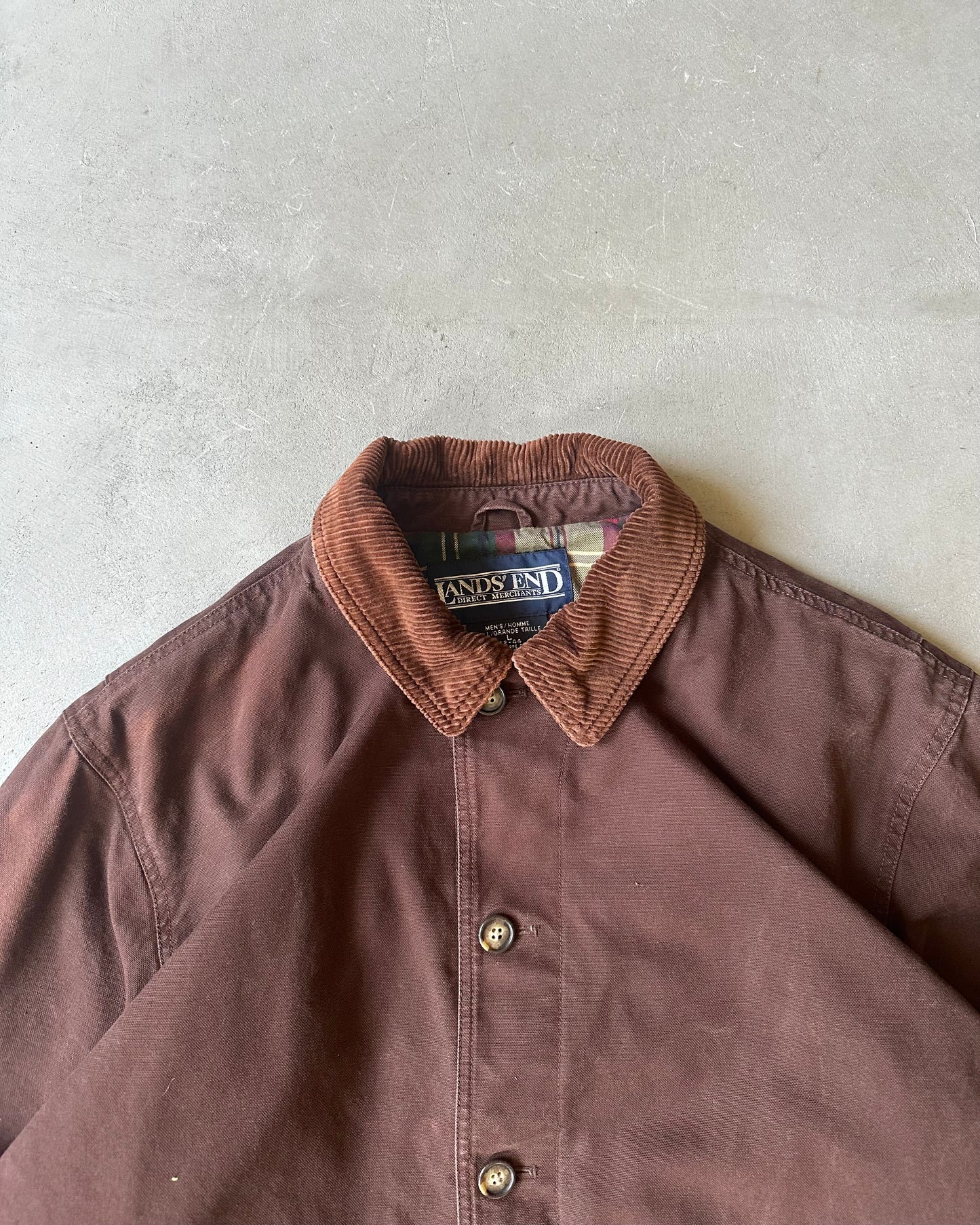 1990s - Brown Lands' End Chore Coat - L