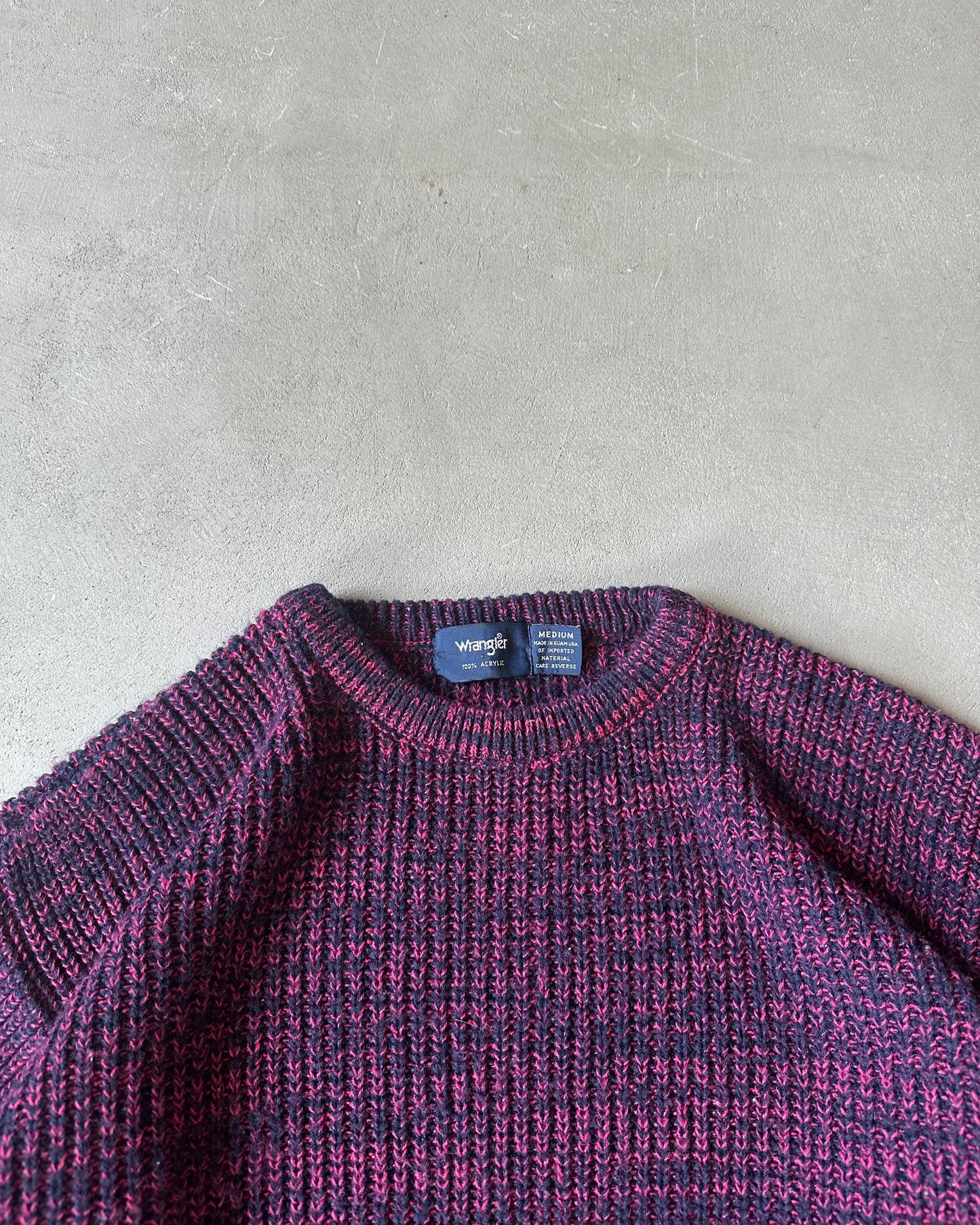 1990s - Pink/Navy Wrangler Ribbed Sweater - S/M