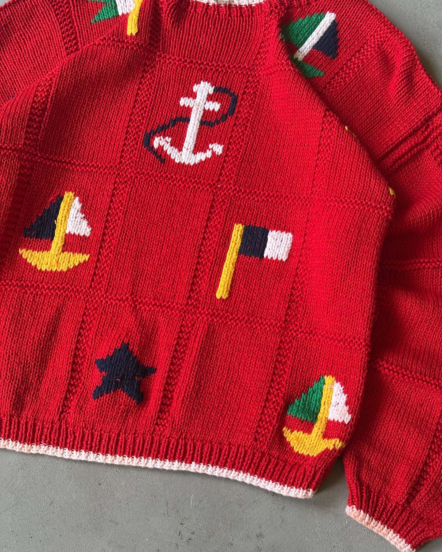 1990s - Red Nautical Sweater - (W)L