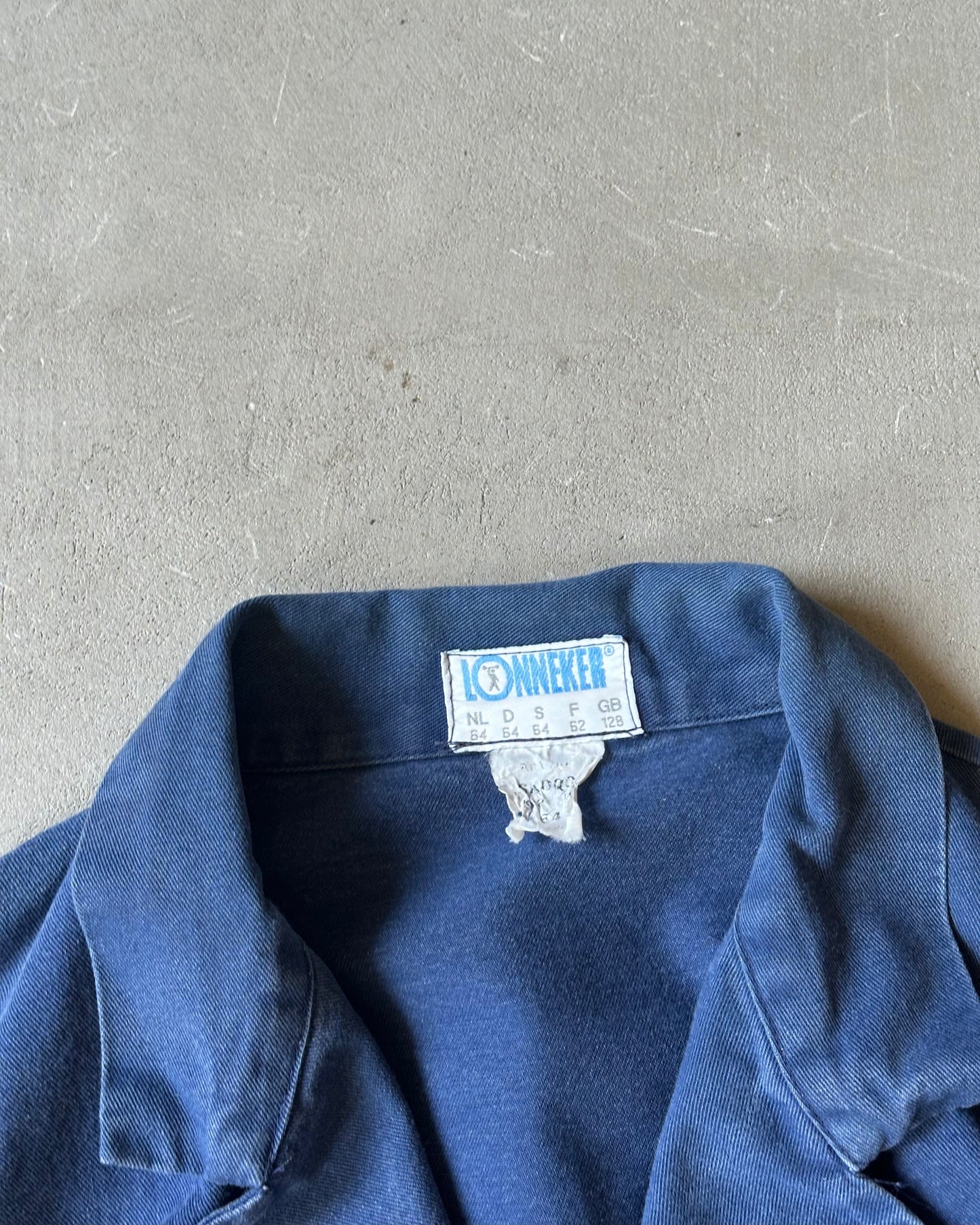 1980s - Distressed Blue "Heart" Double Breasted Euro Chore - XXL
