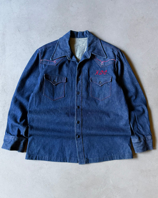 1980s - Navy HOE Denim Shacket - L/XL