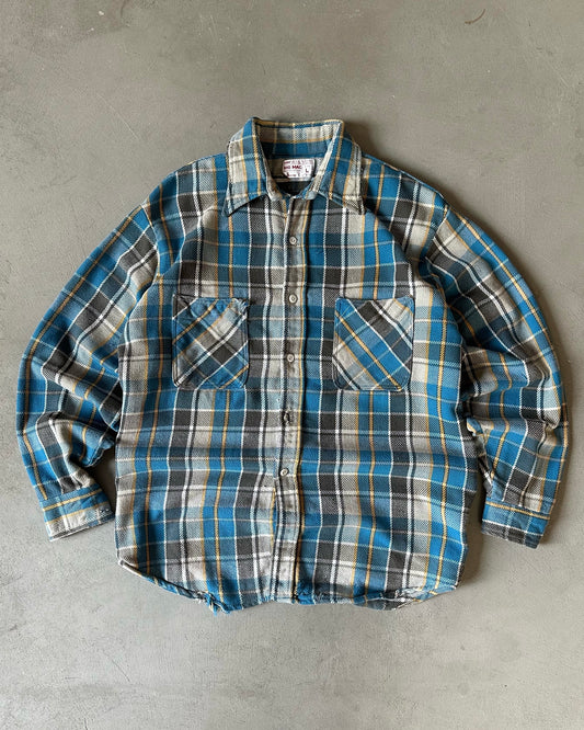 1980s - Distressed Blue/Grey Big Mac Plaid Flannel - M/L