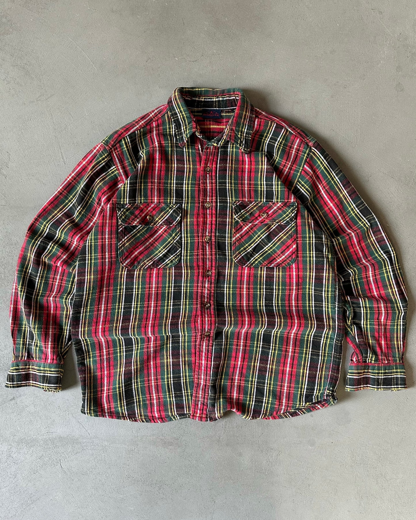 1990s - Green/Red Plaid Flannel - L