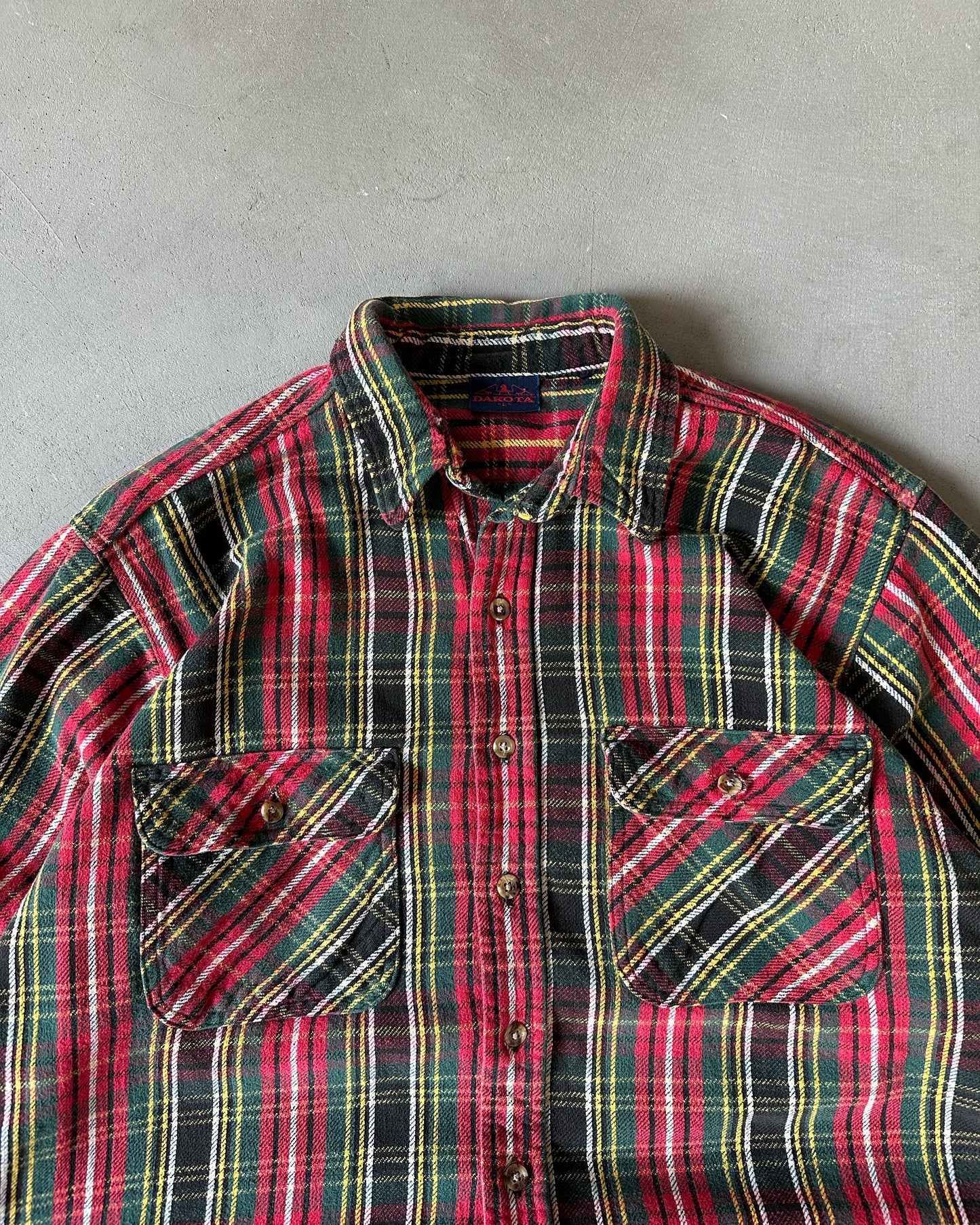 1990s - Green/Red Plaid Flannel - L