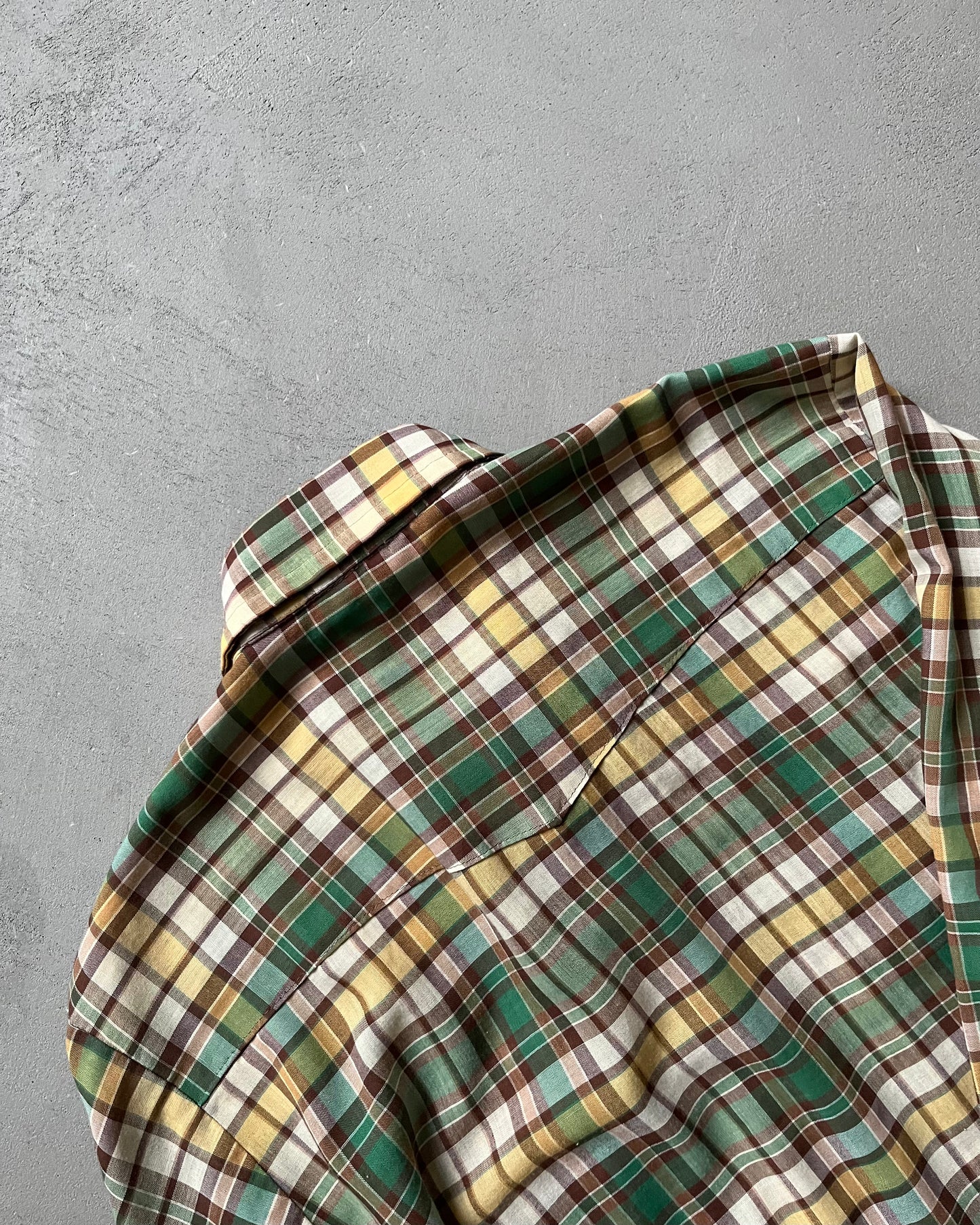 1980s - Green/Brown Deedee Plaid Western Shirt - L