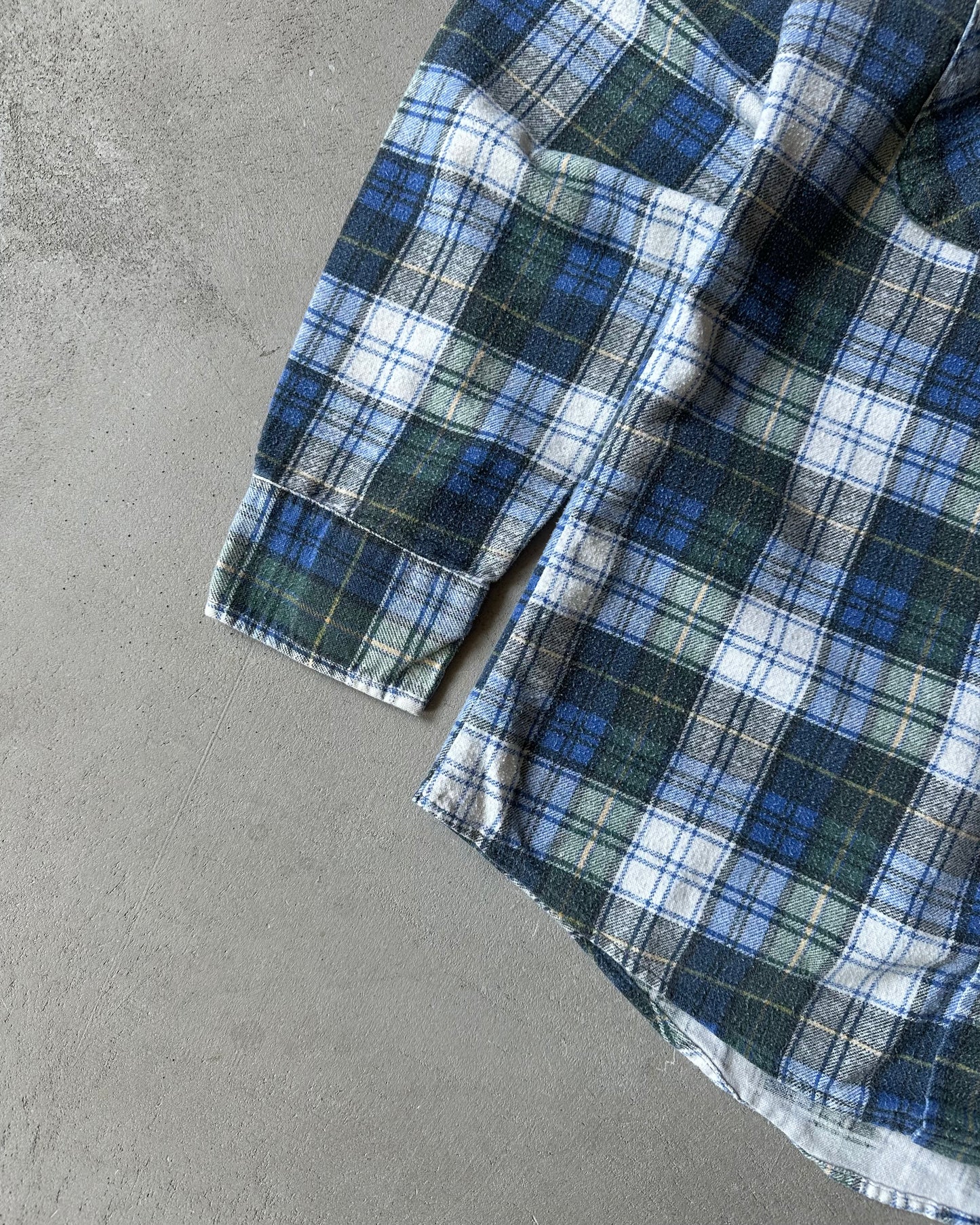 1990s - Blue/Green Sears Plaid Flannel - XS/S