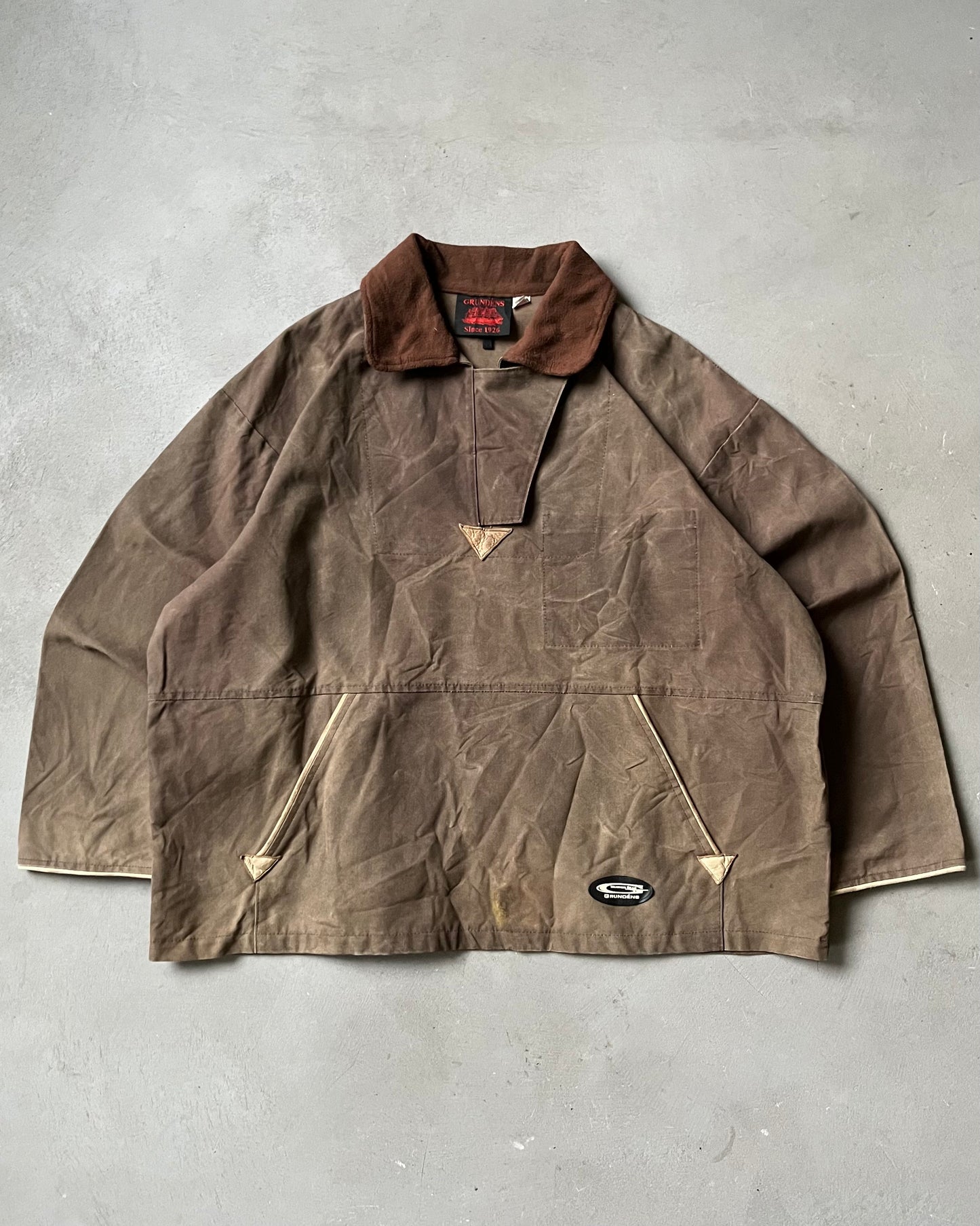 1990s - Brown Grundés Waxed Overshirt - XL
