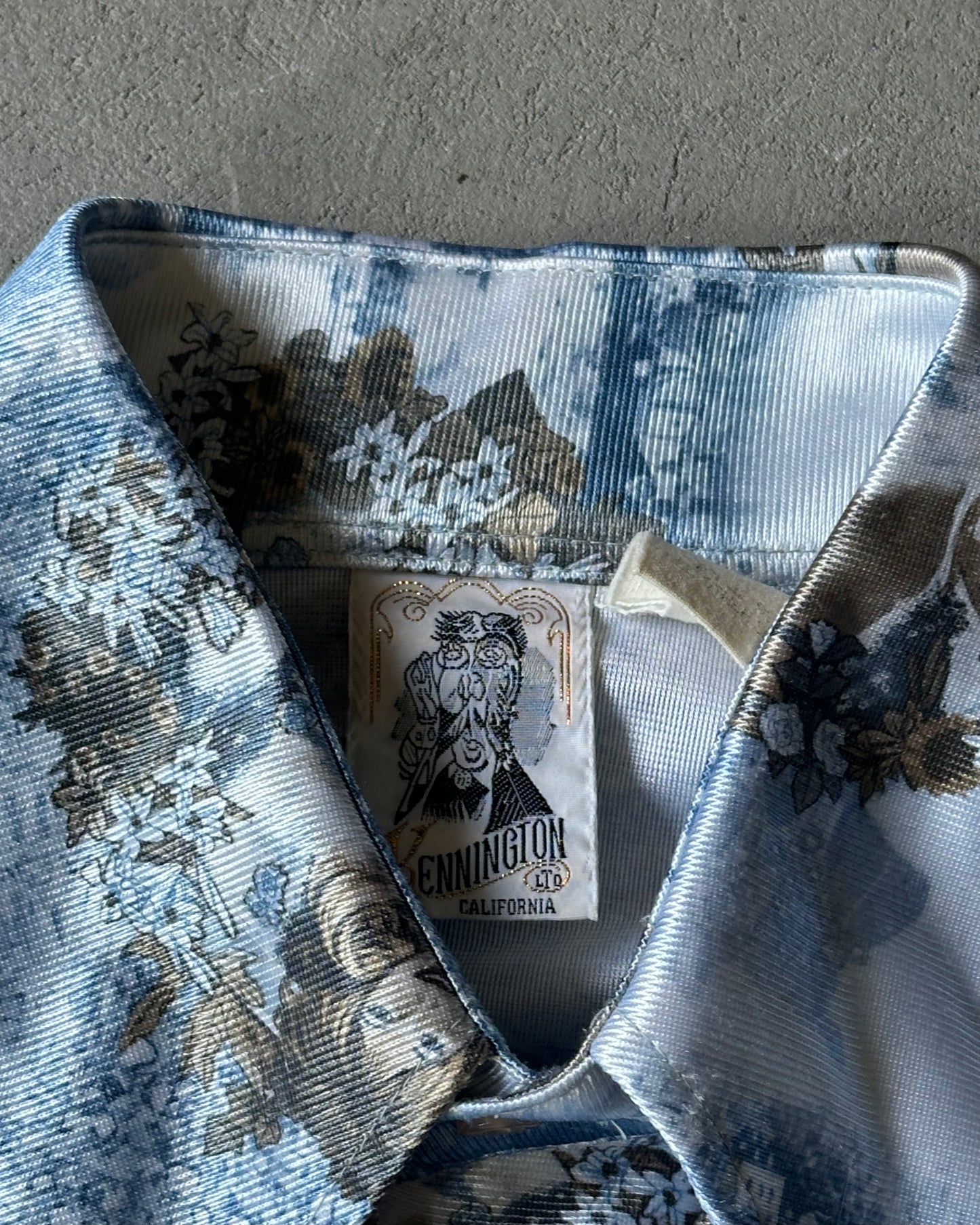 1970s - Blue Dreamy Disco Shirt - L