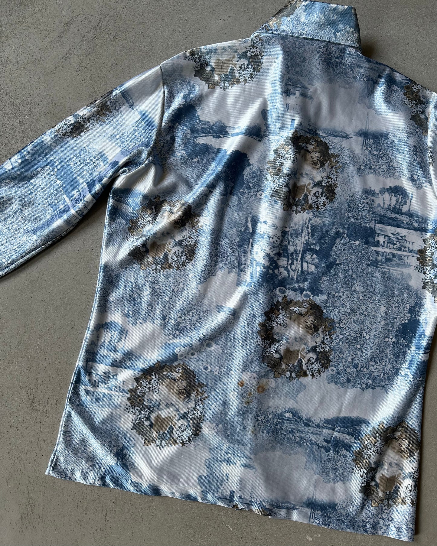 1970s - Blue Dreamy Disco Shirt - L
