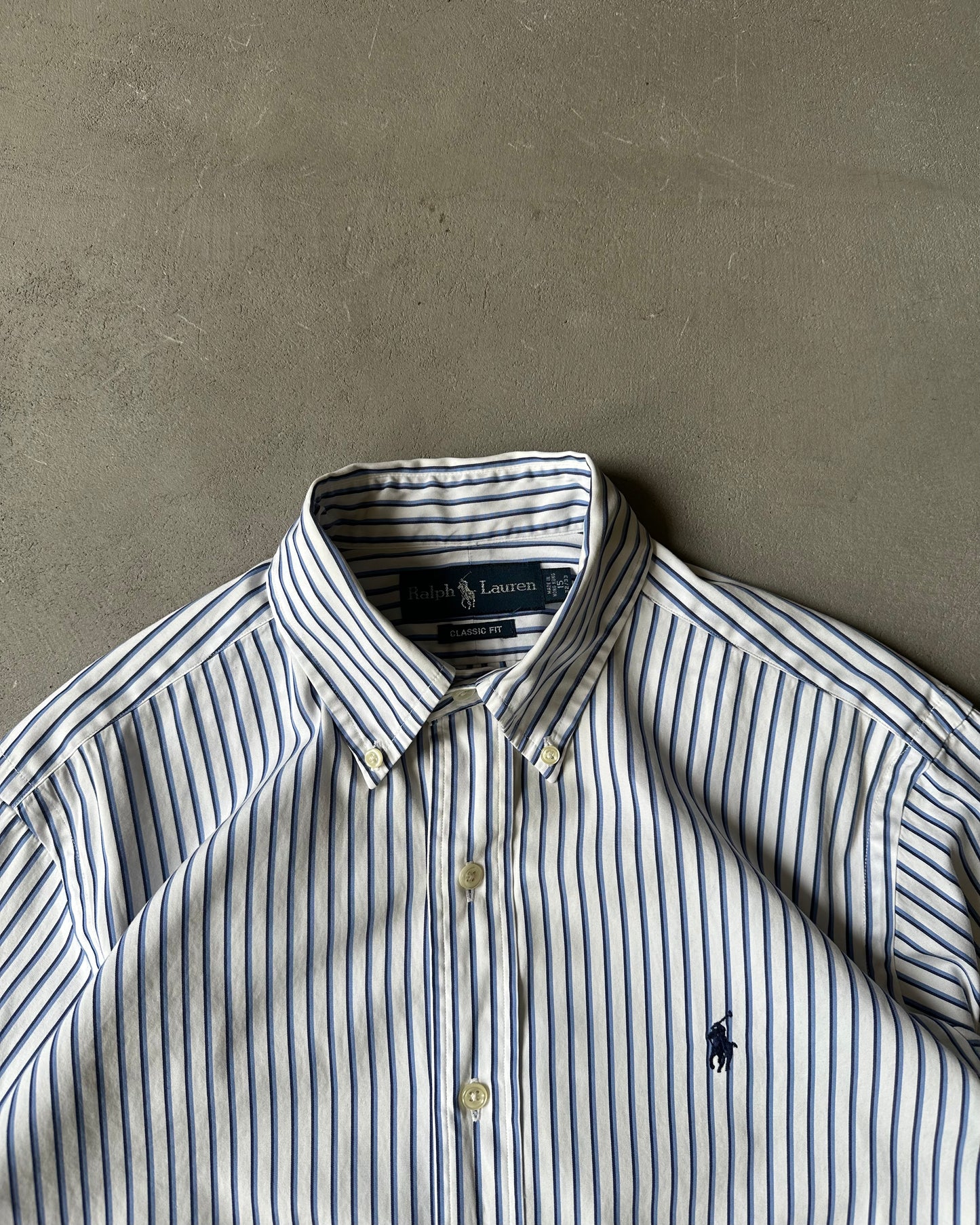 2000s - White Ralph Lauren Striped Shirt - S/M