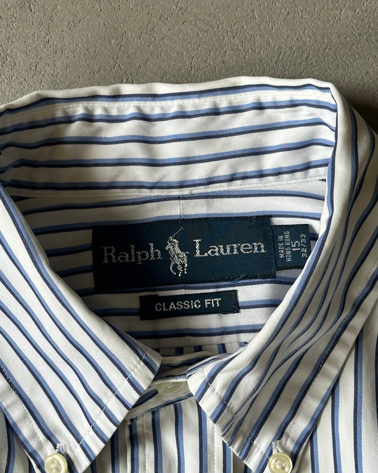 2000s - White Ralph Lauren Striped Shirt - S/M