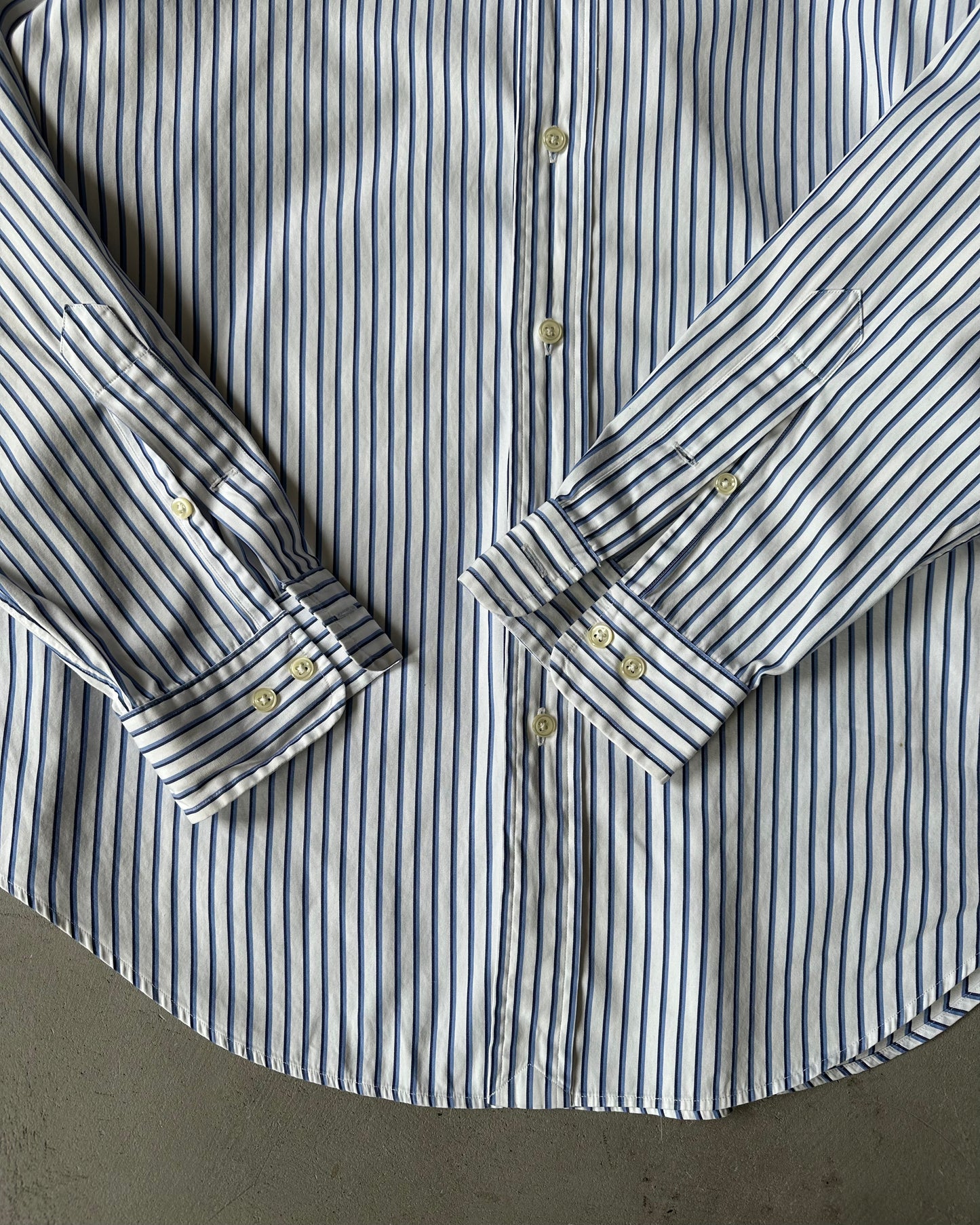 2000s - White Ralph Lauren Striped Shirt - S/M