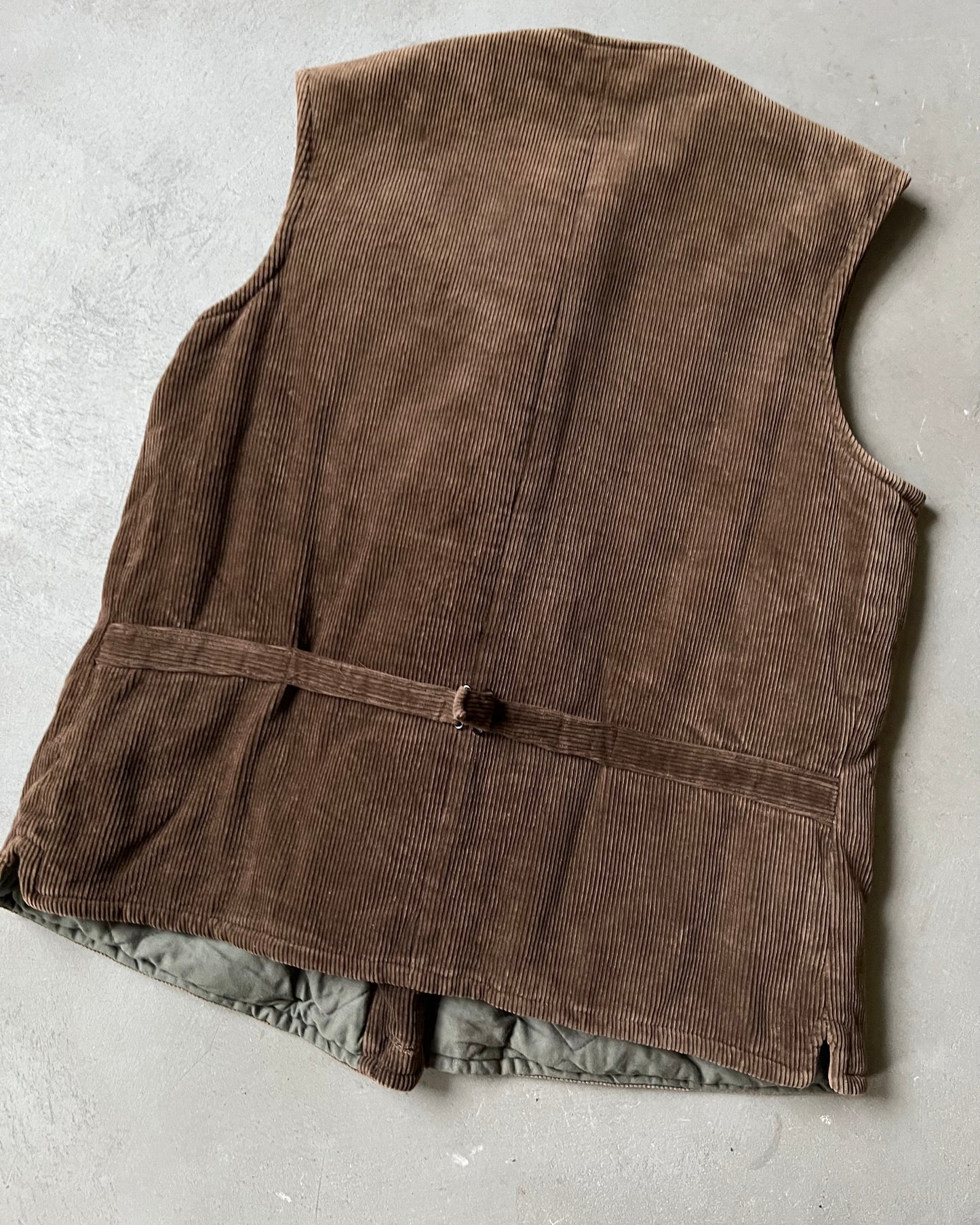 1970s - Brown Curduroy Euro Double Breasted Vest - M