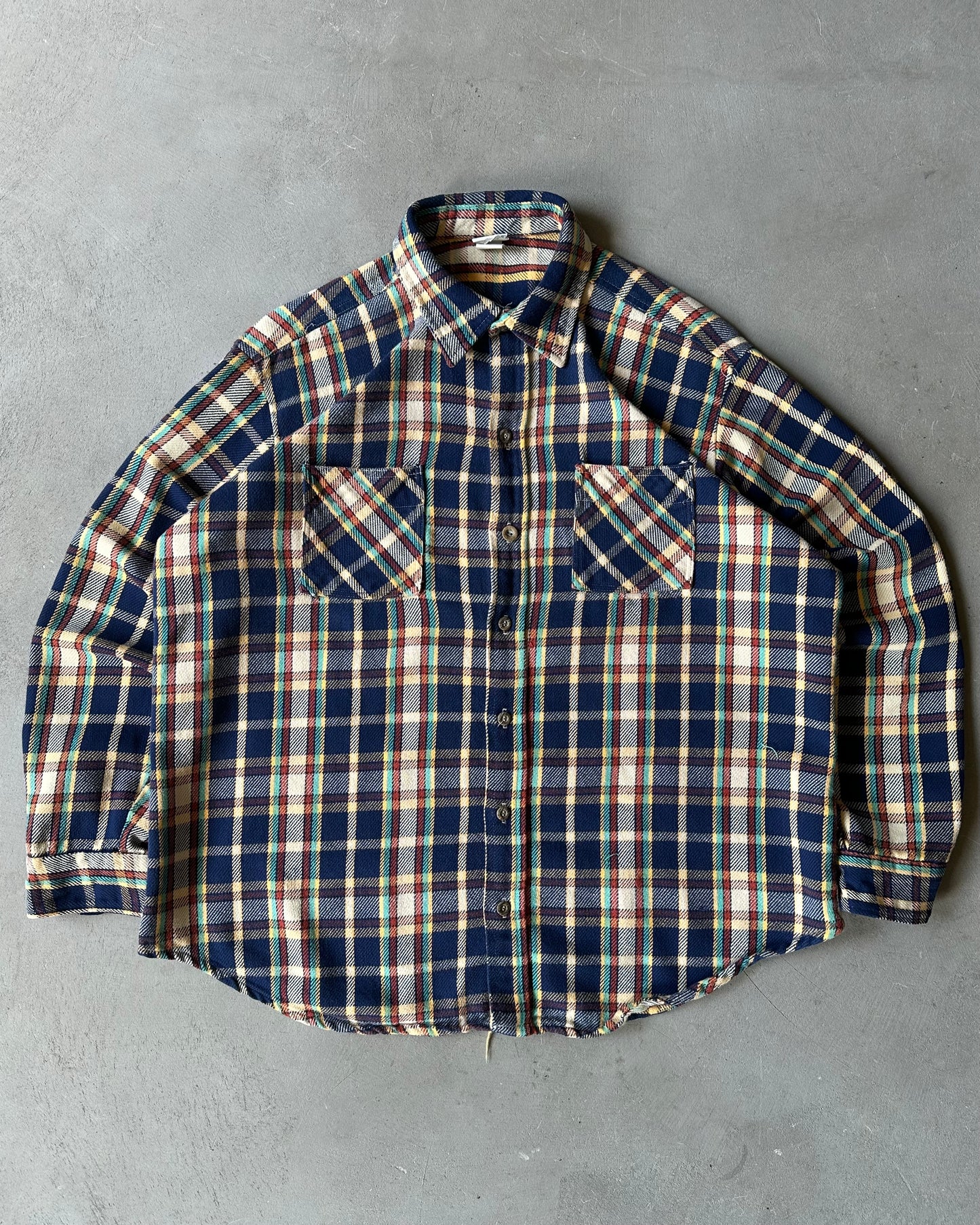 1970s - Navy/Yellow Big Mac Plaid Flannel - XLT