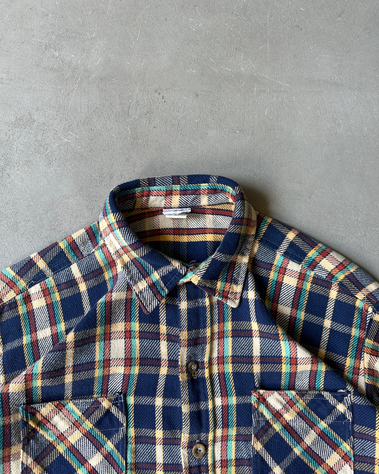 1970s - Navy/Yellow Big Mac Plaid Flannel - XLT