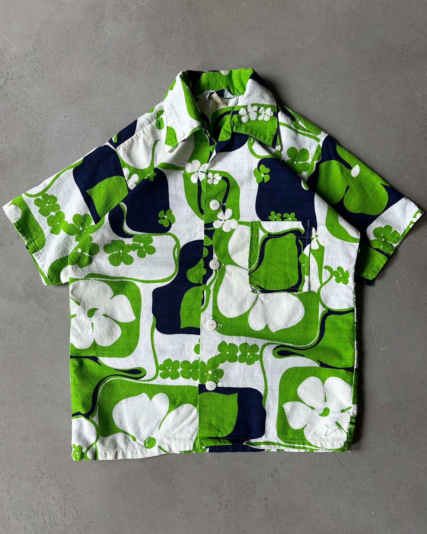 1960s - White/Green 2 PCS Beach Set - XS/S
