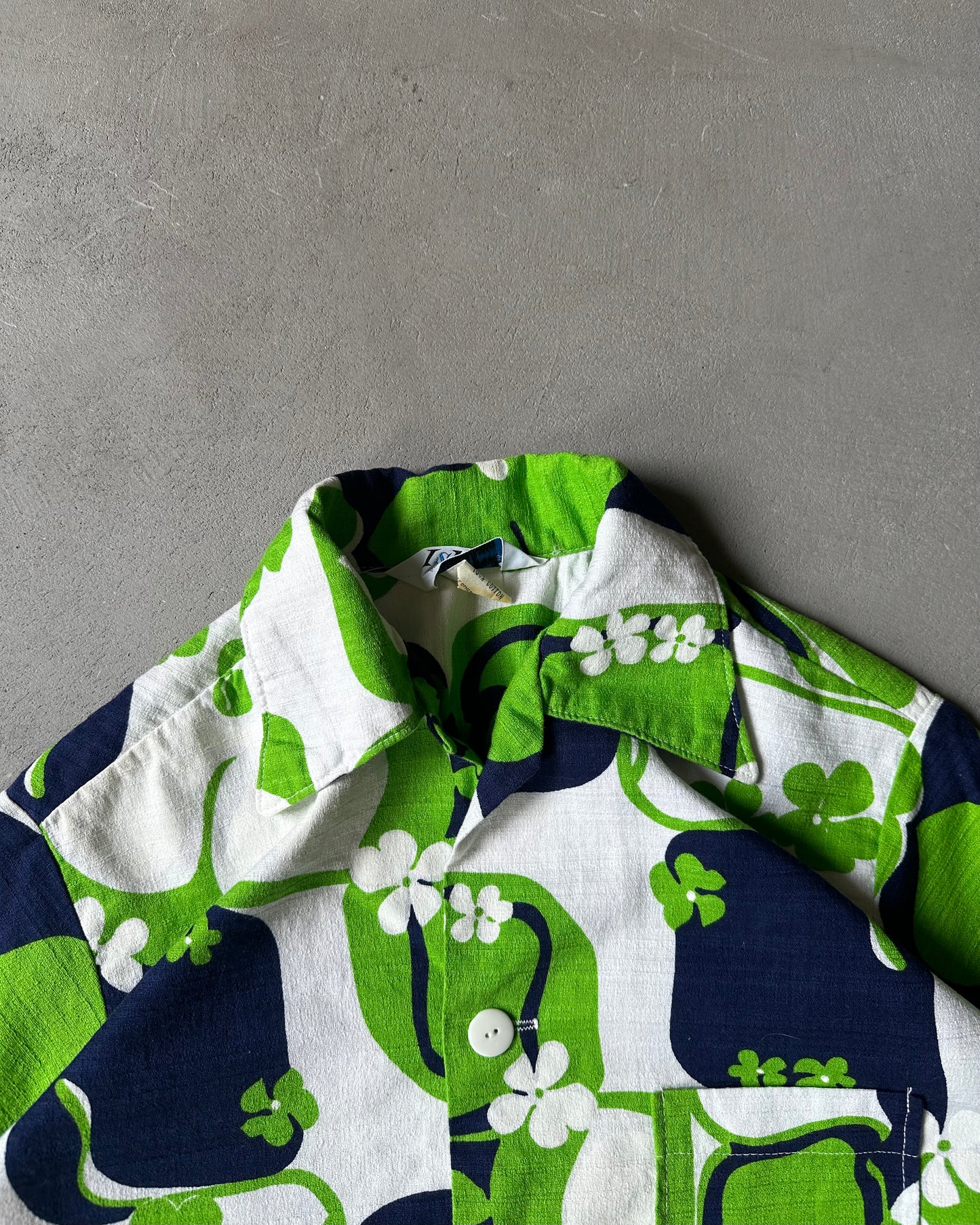 1960s - White/Green 2 PCS Beach Set - XS/S