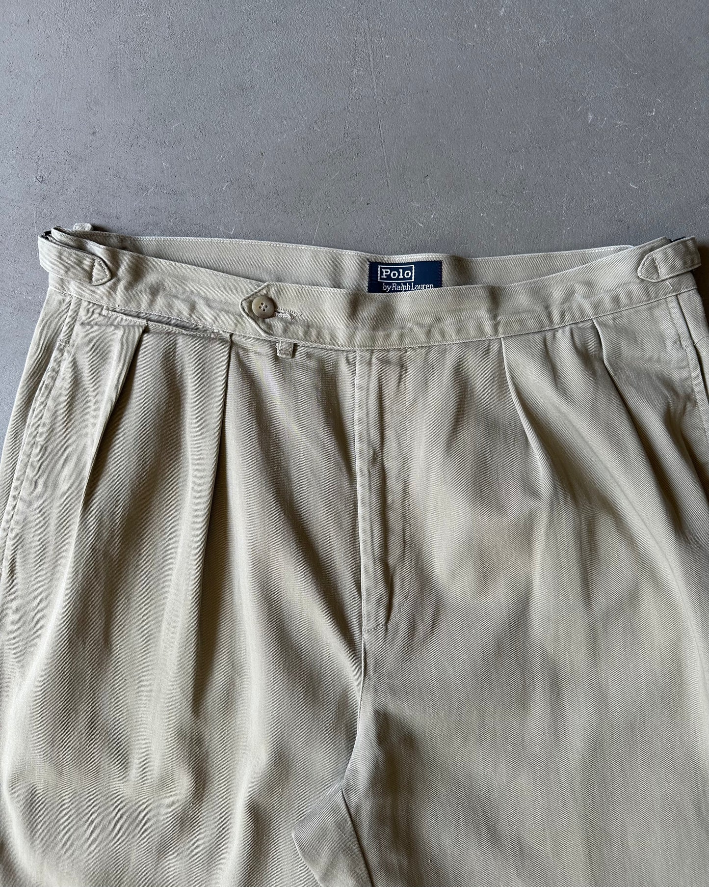 1990s - Beige Polo Pleated Chinos USA - 34x29