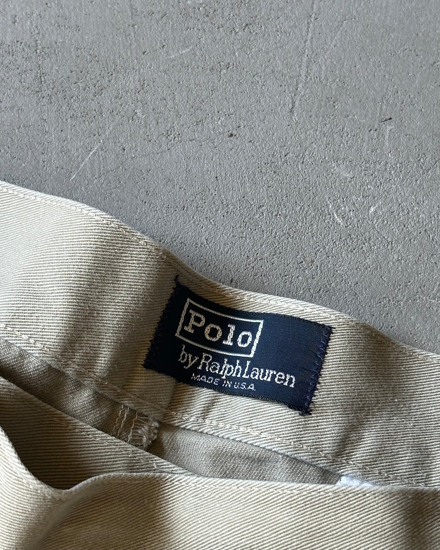 1990s - Beige Polo Pleated Chinos USA - 34x29