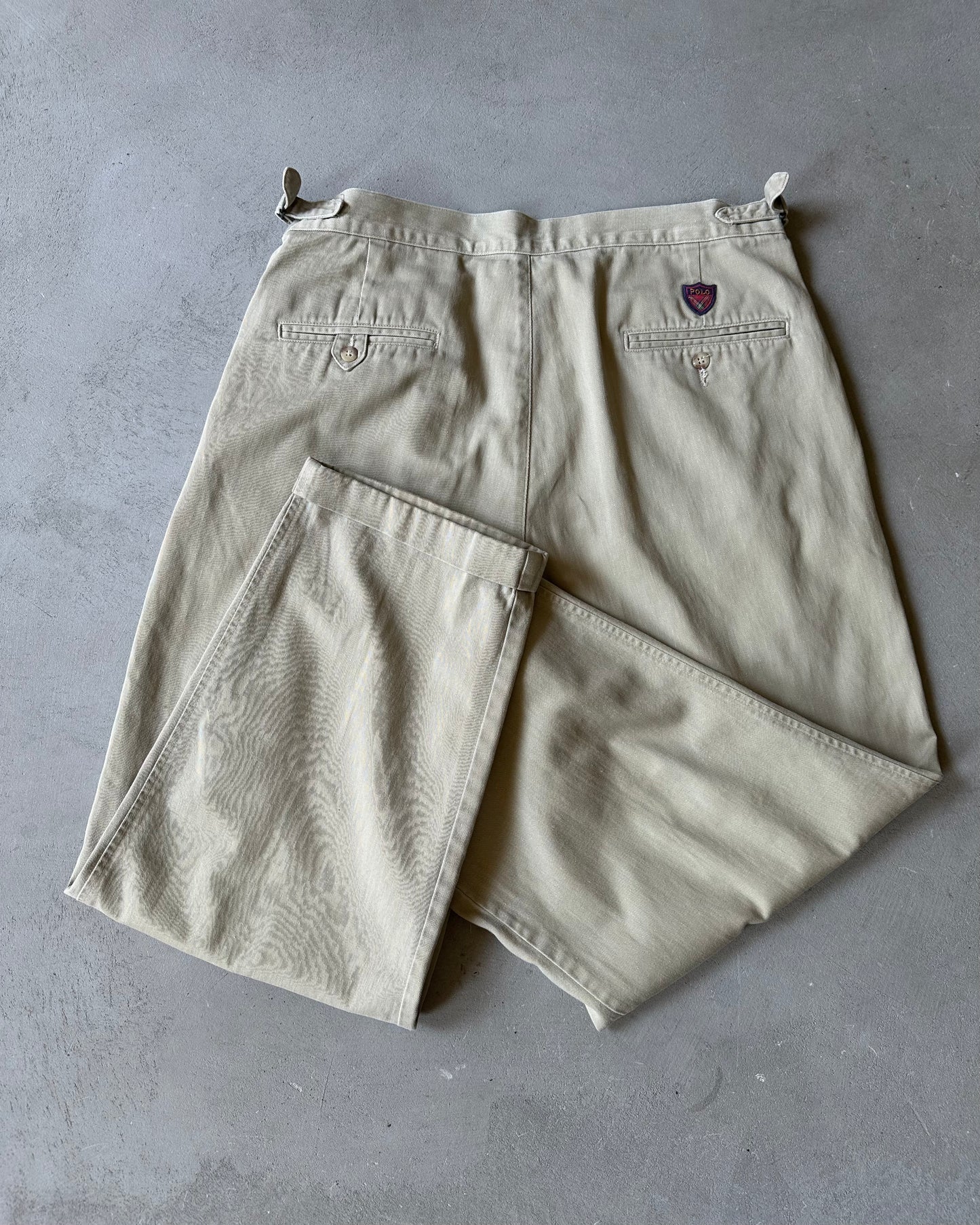 1990s - Beige Polo Pleated Chinos USA - 34x29