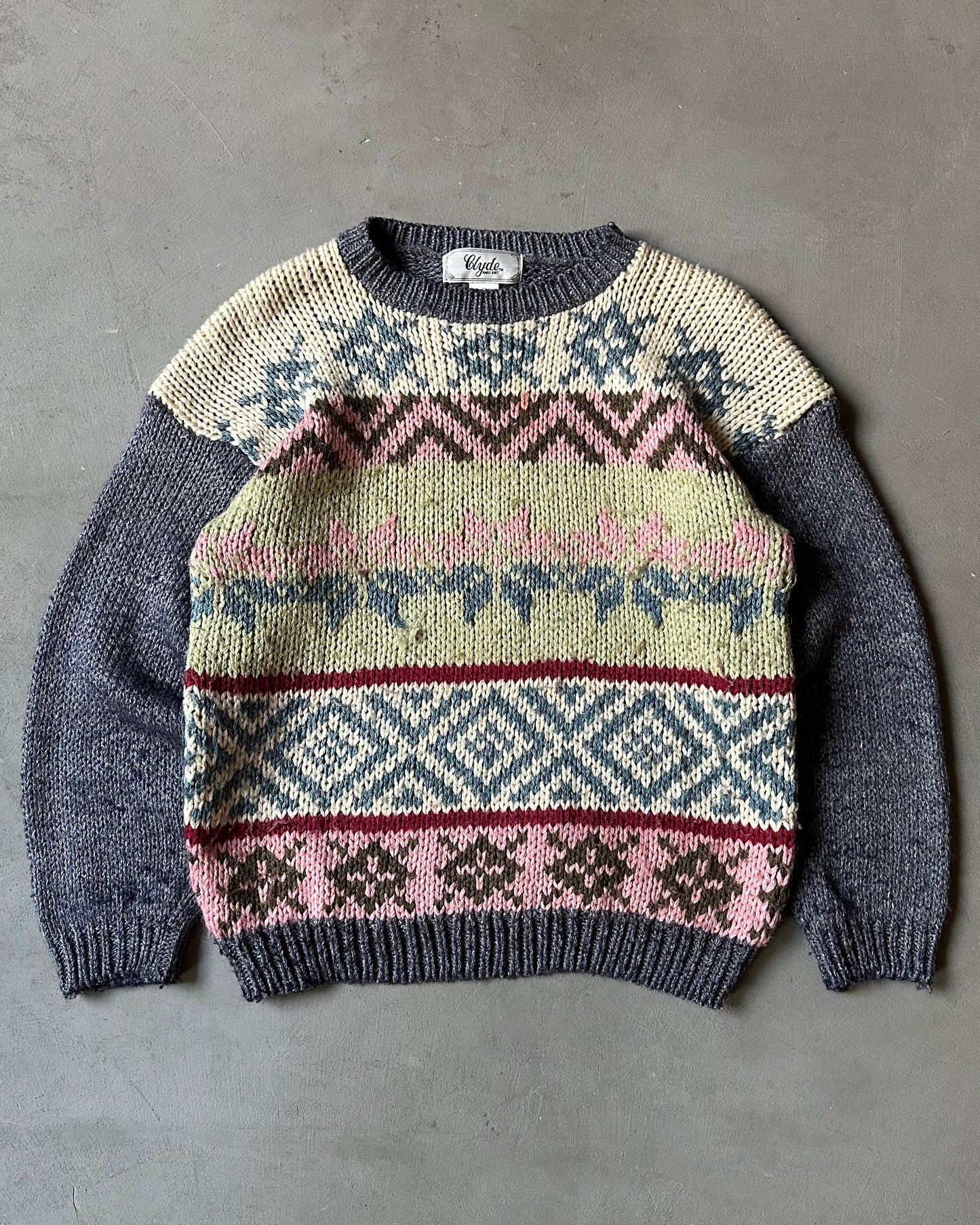 1990s - Blue/Multi Fair Isle Sweater - (W)L
