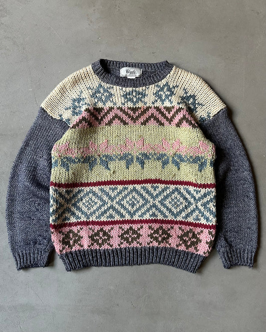 1990s - Blue/Multi Fair Isle Sweater - (W)L