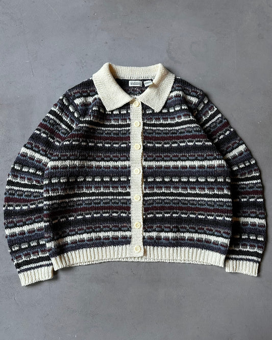 1990s - Cream/Blue Fair Isle Cardigan - (W)L
