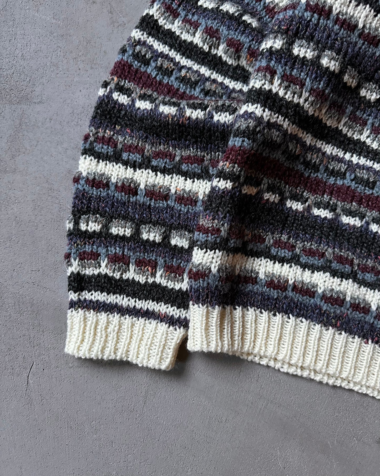 1990s - Cream/Blue Fair Isle Cardigan - (W)L