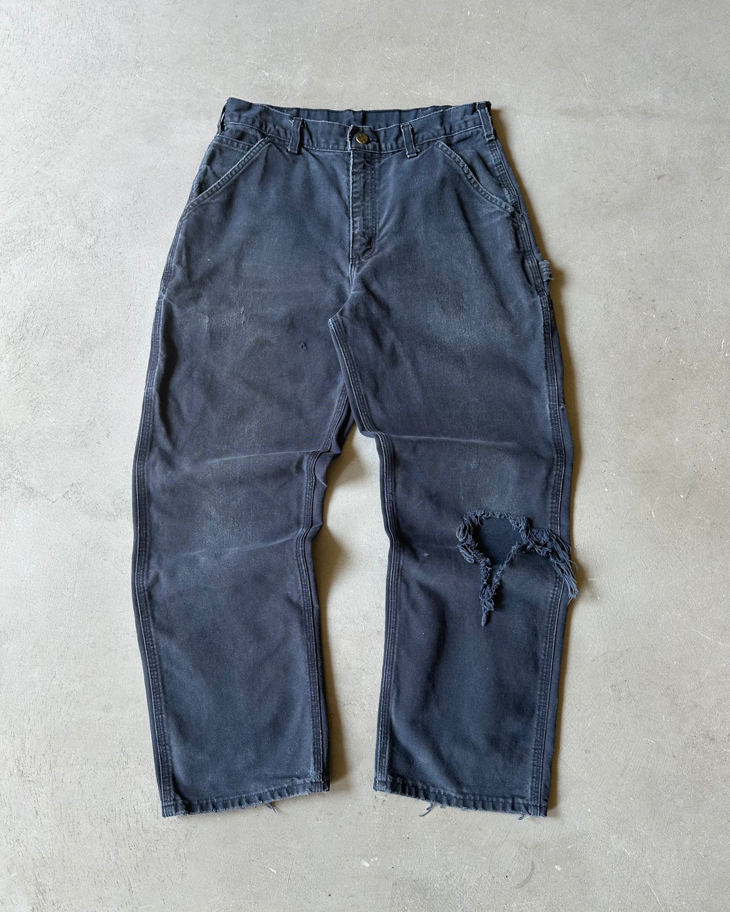 2000s - Distressed Nayy Carhartt Work Pants - 31x29