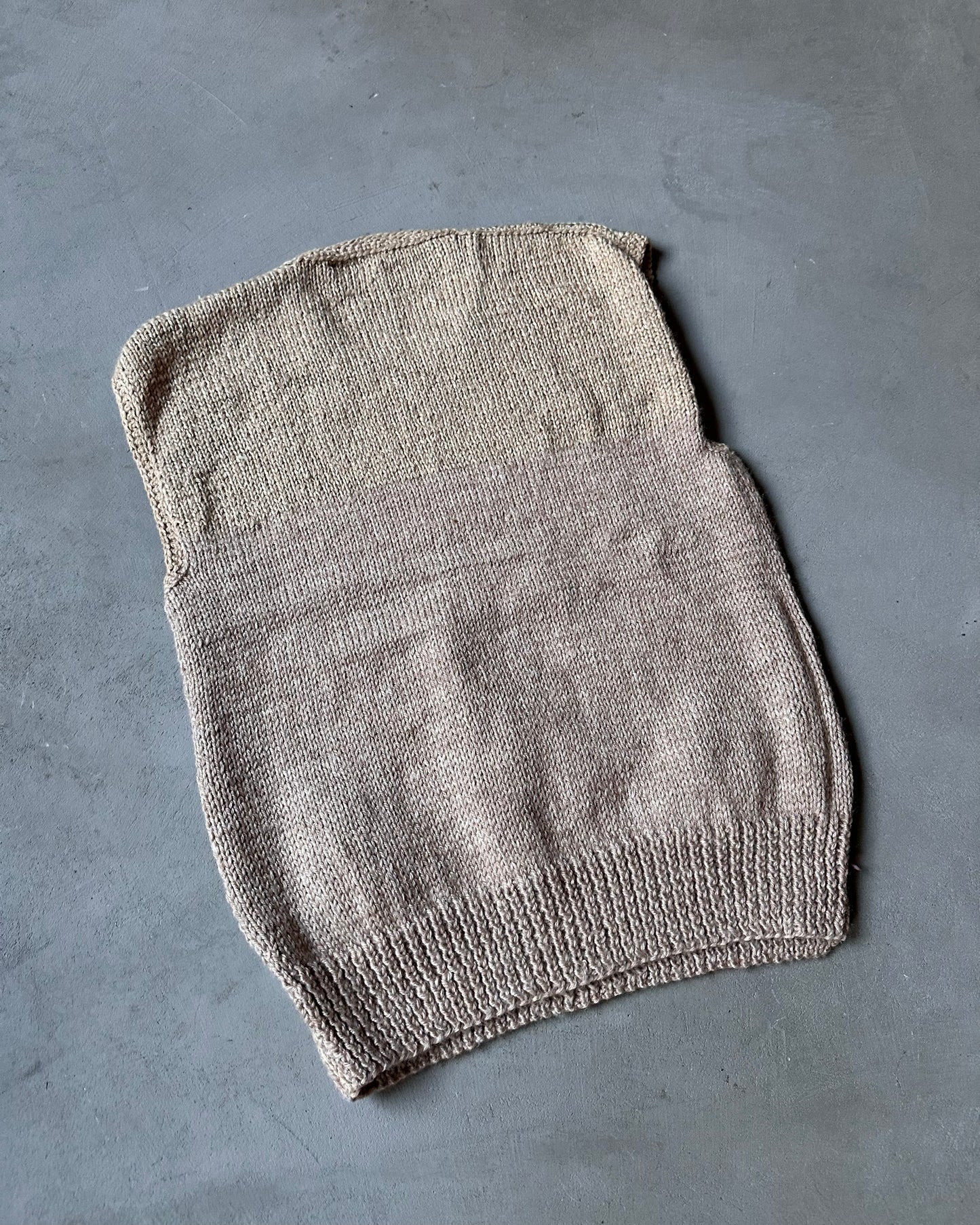 1970s - Tan Fair Isle Handknit Sweater Vest - S