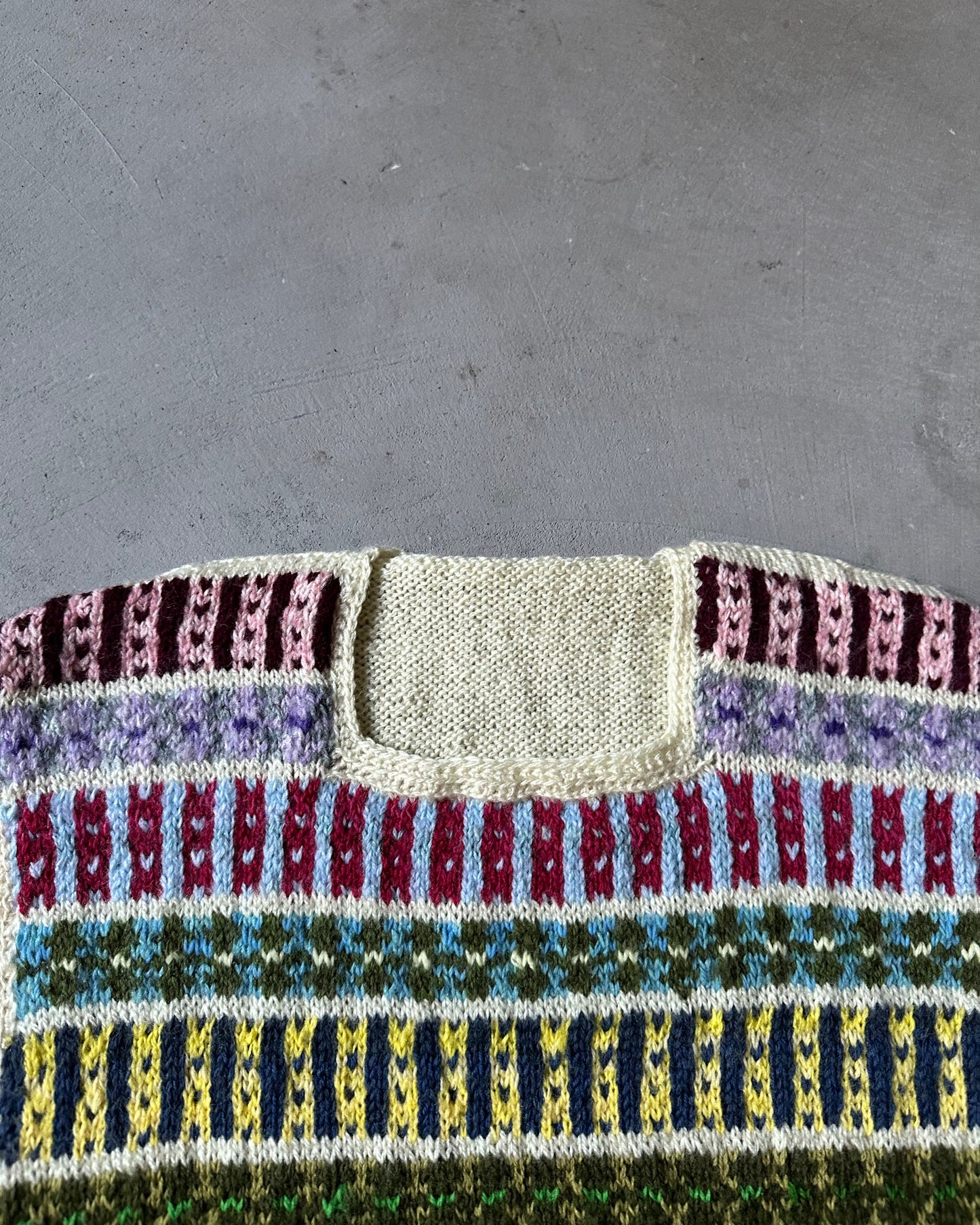 1970s - Cream Fair Isle Handknit Sweater Vest - XS